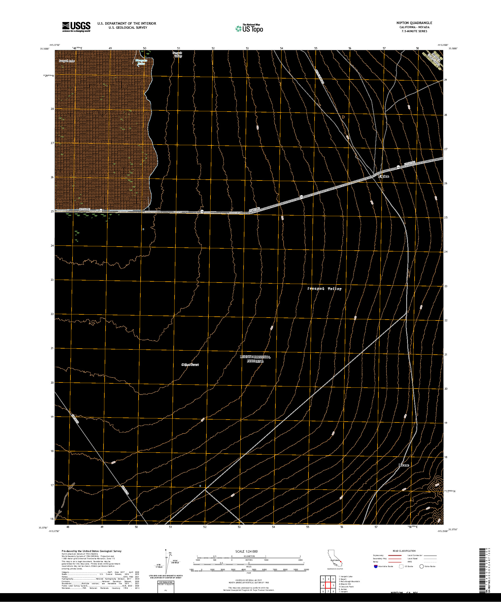 US TOPO 7.5-MINUTE MAP FOR NIPTON, CA,NV