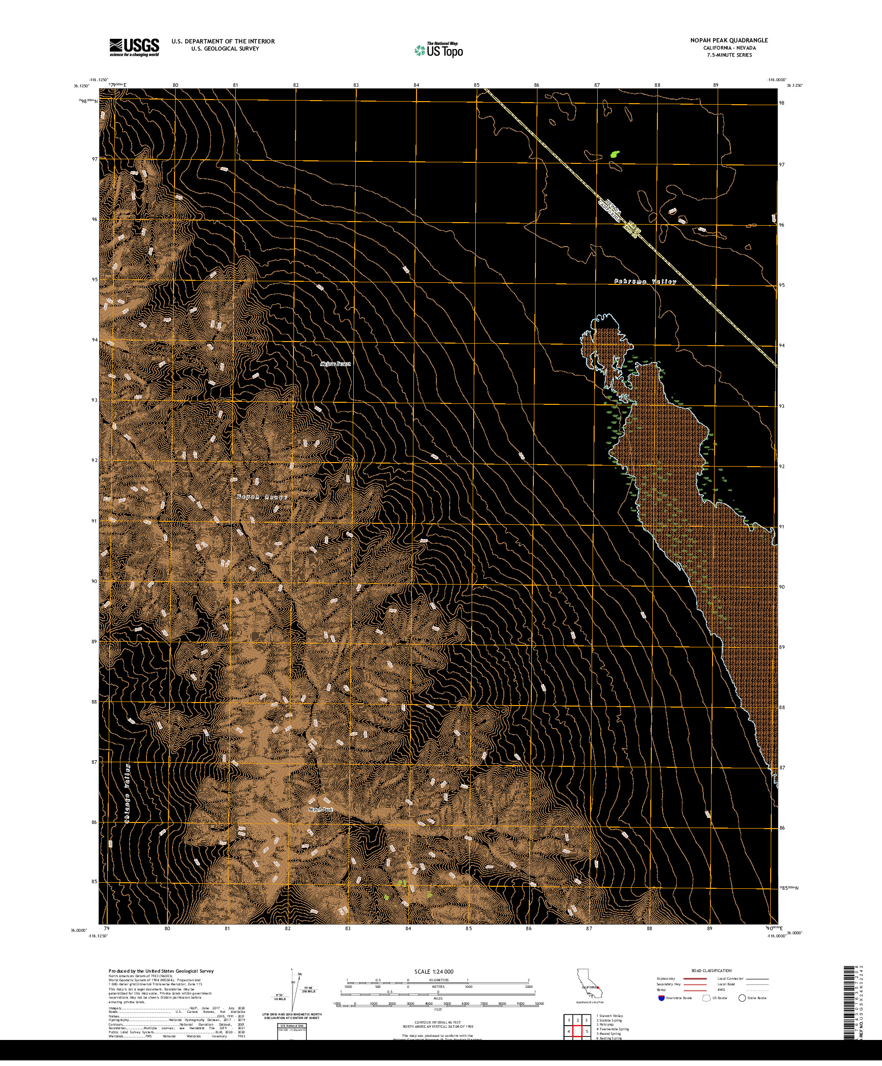 US TOPO 7.5-MINUTE MAP FOR NOPAH PEAK, CA,NV