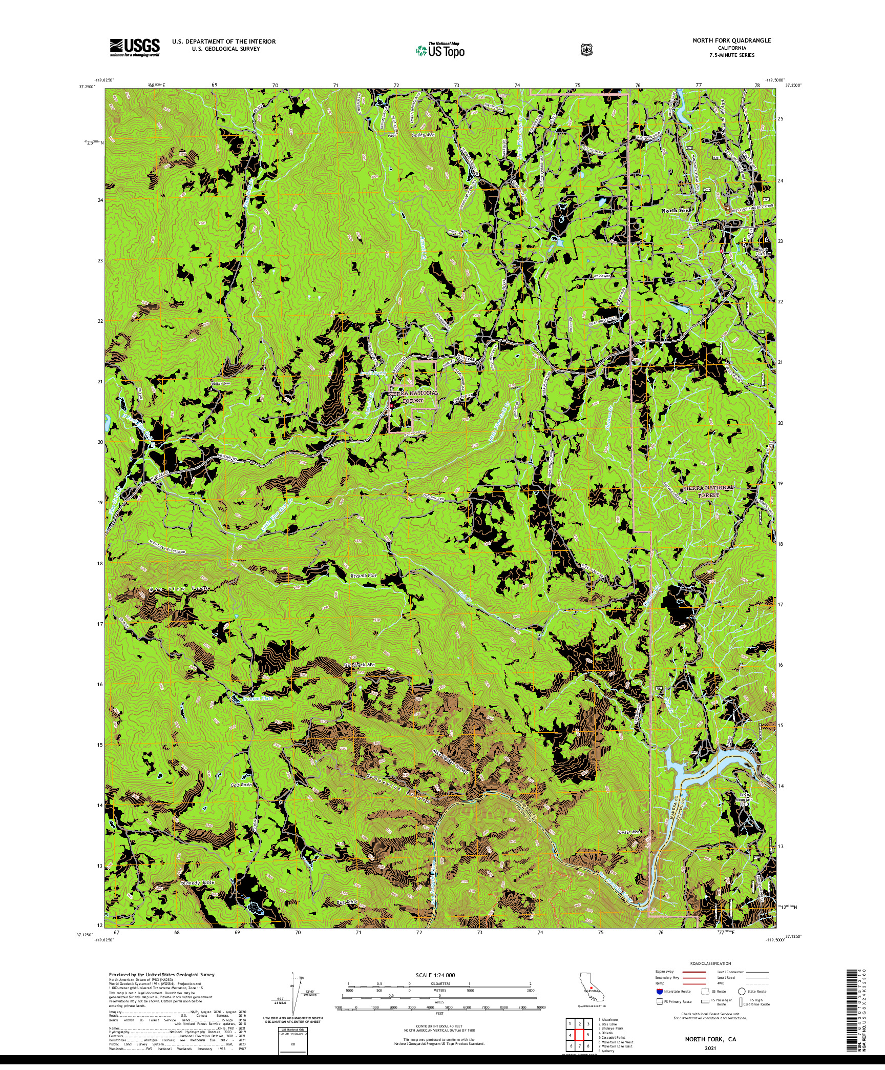 US TOPO 7.5-MINUTE MAP FOR NORTH FORK, CA