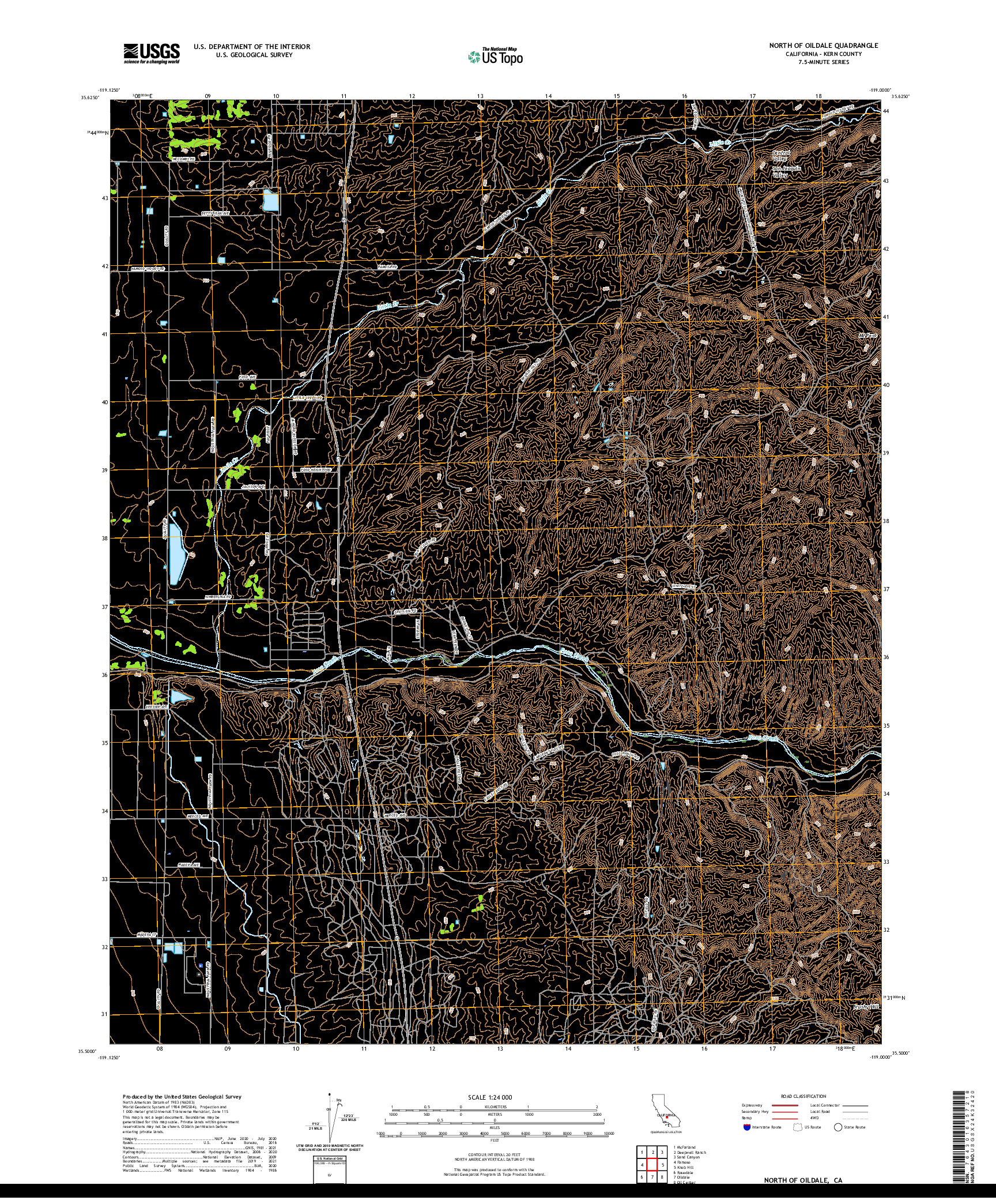 US TOPO 7.5-MINUTE MAP FOR NORTH OF OILDALE, CA