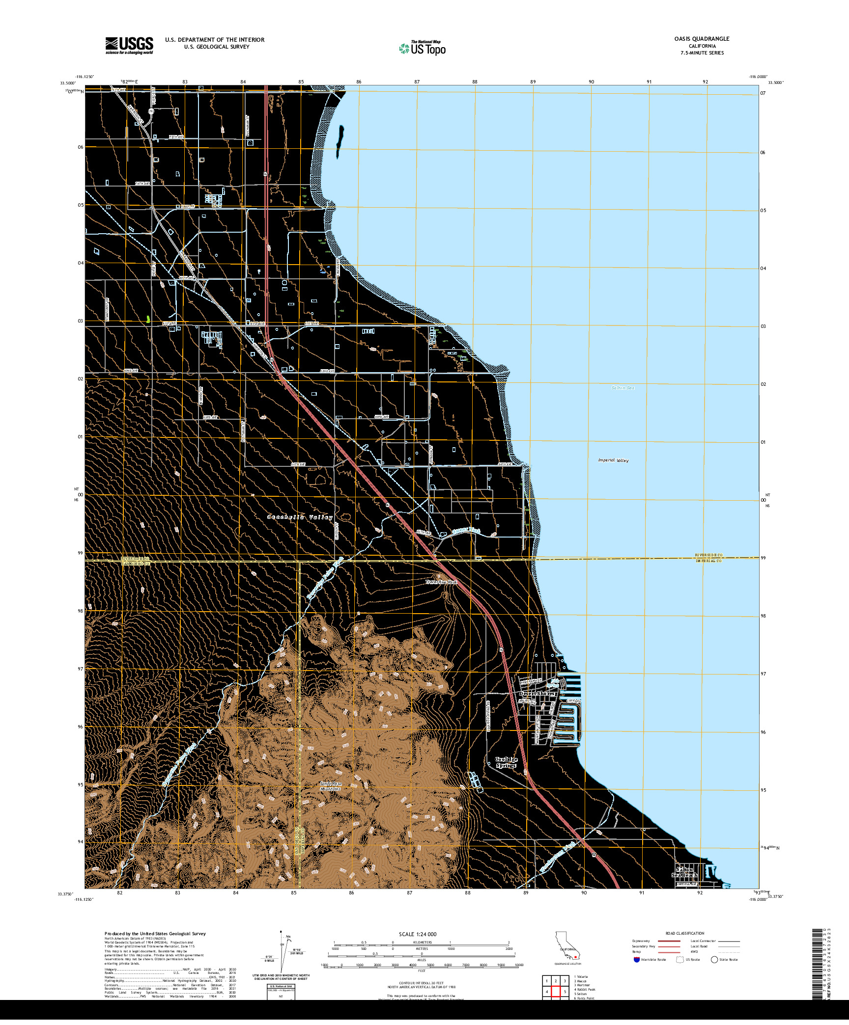 US TOPO 7.5-MINUTE MAP FOR OASIS, CA