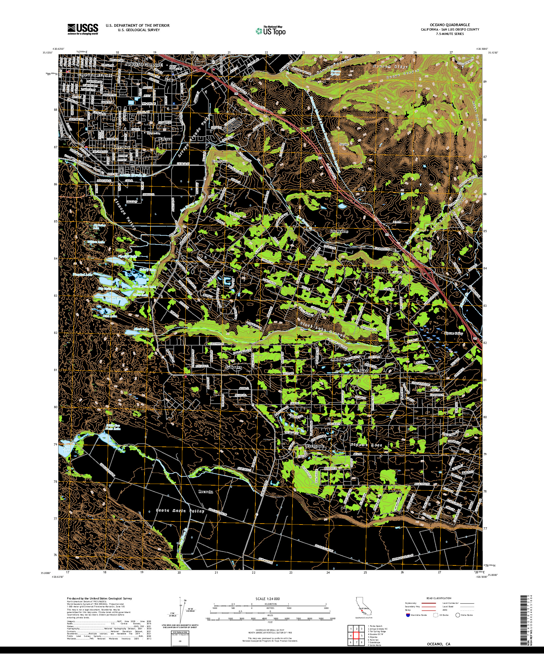 US TOPO 7.5-MINUTE MAP FOR OCEANO, CA