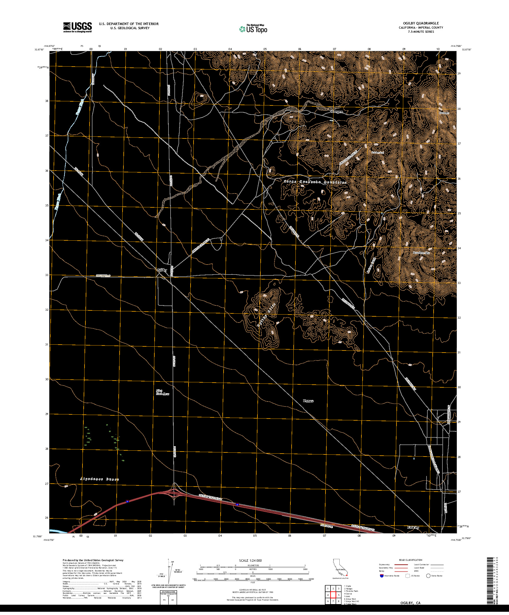 US TOPO 7.5-MINUTE MAP FOR OGILBY, CA