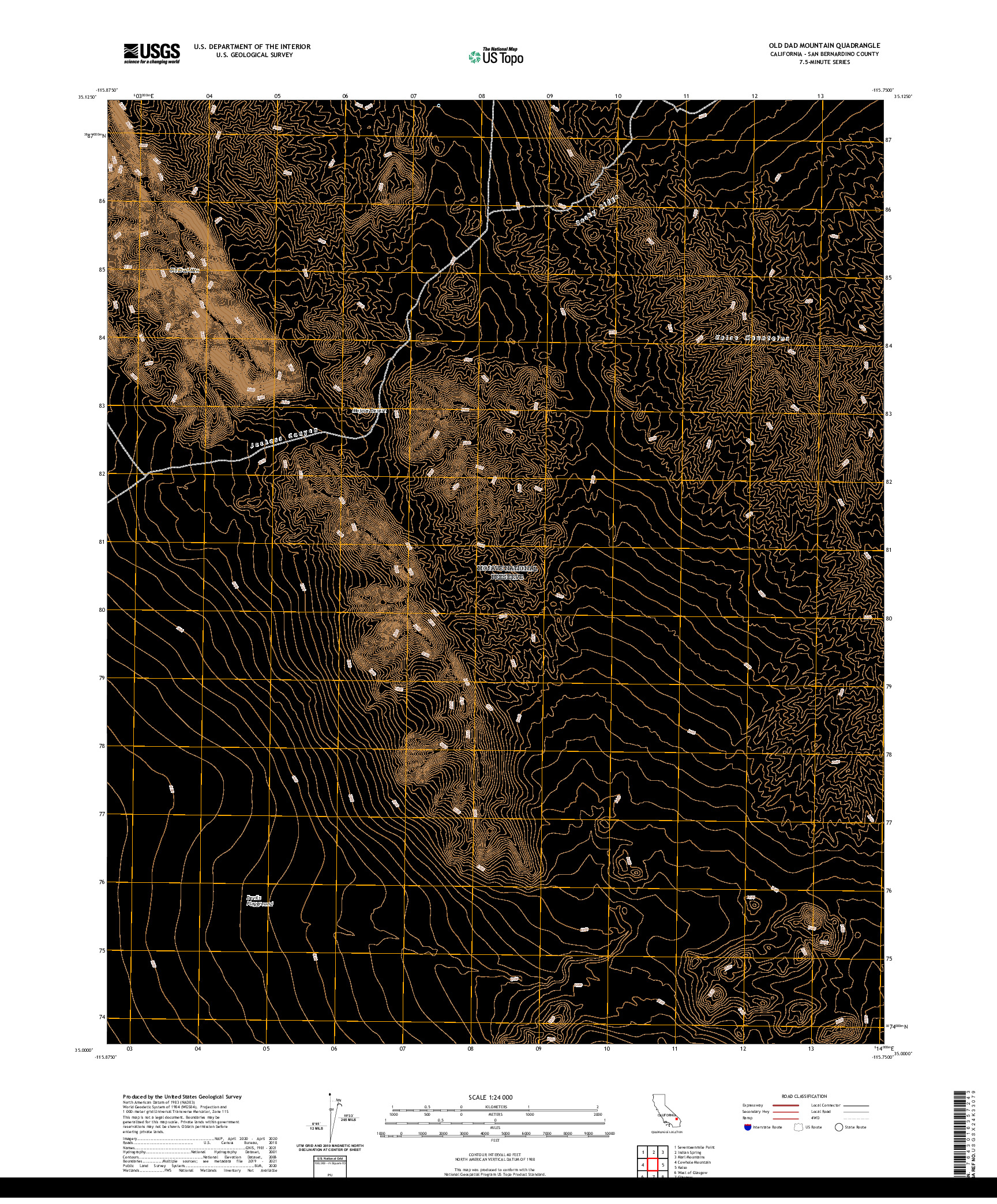 US TOPO 7.5-MINUTE MAP FOR OLD DAD MOUNTAIN, CA