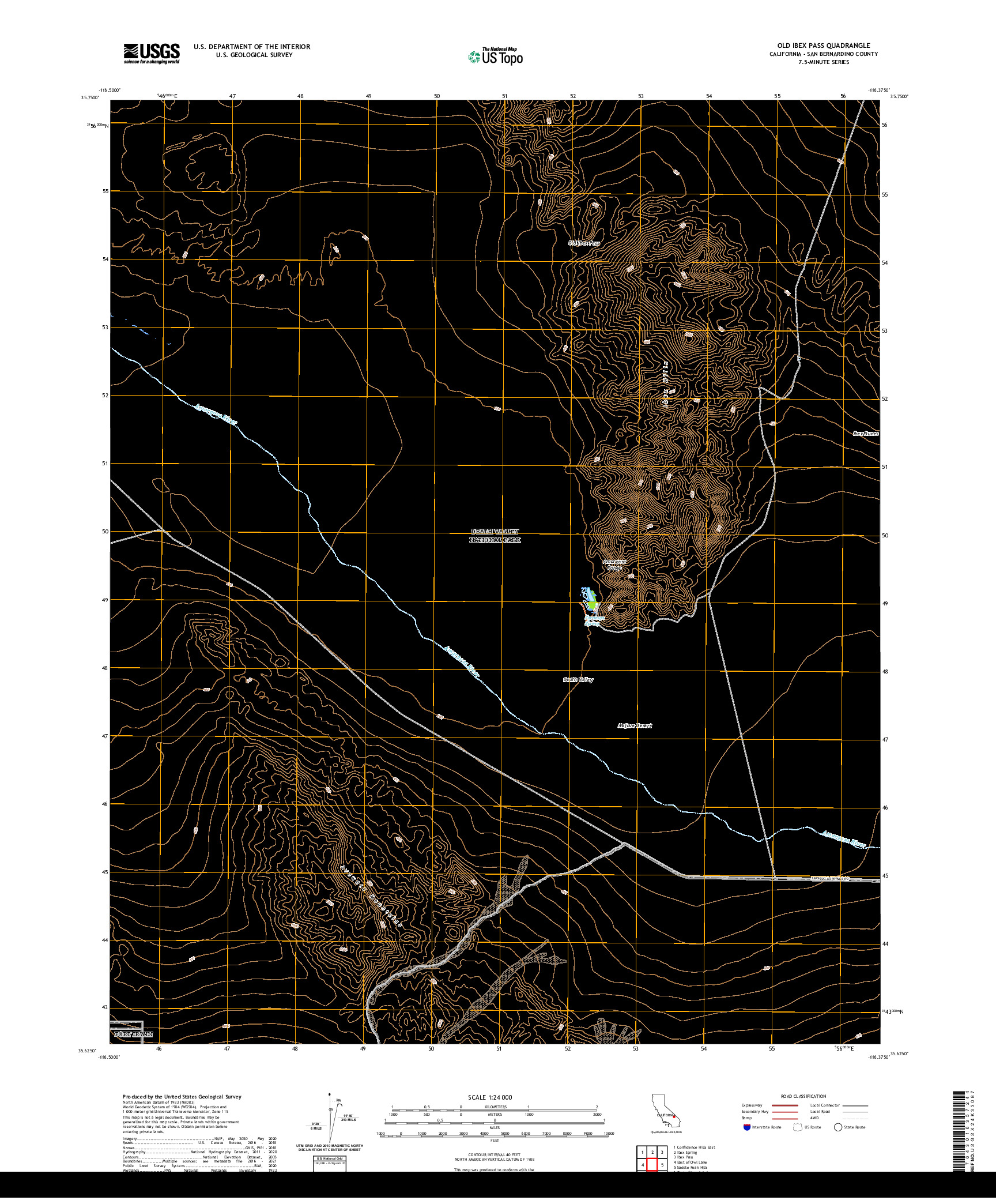 US TOPO 7.5-MINUTE MAP FOR OLD IBEX PASS, CA