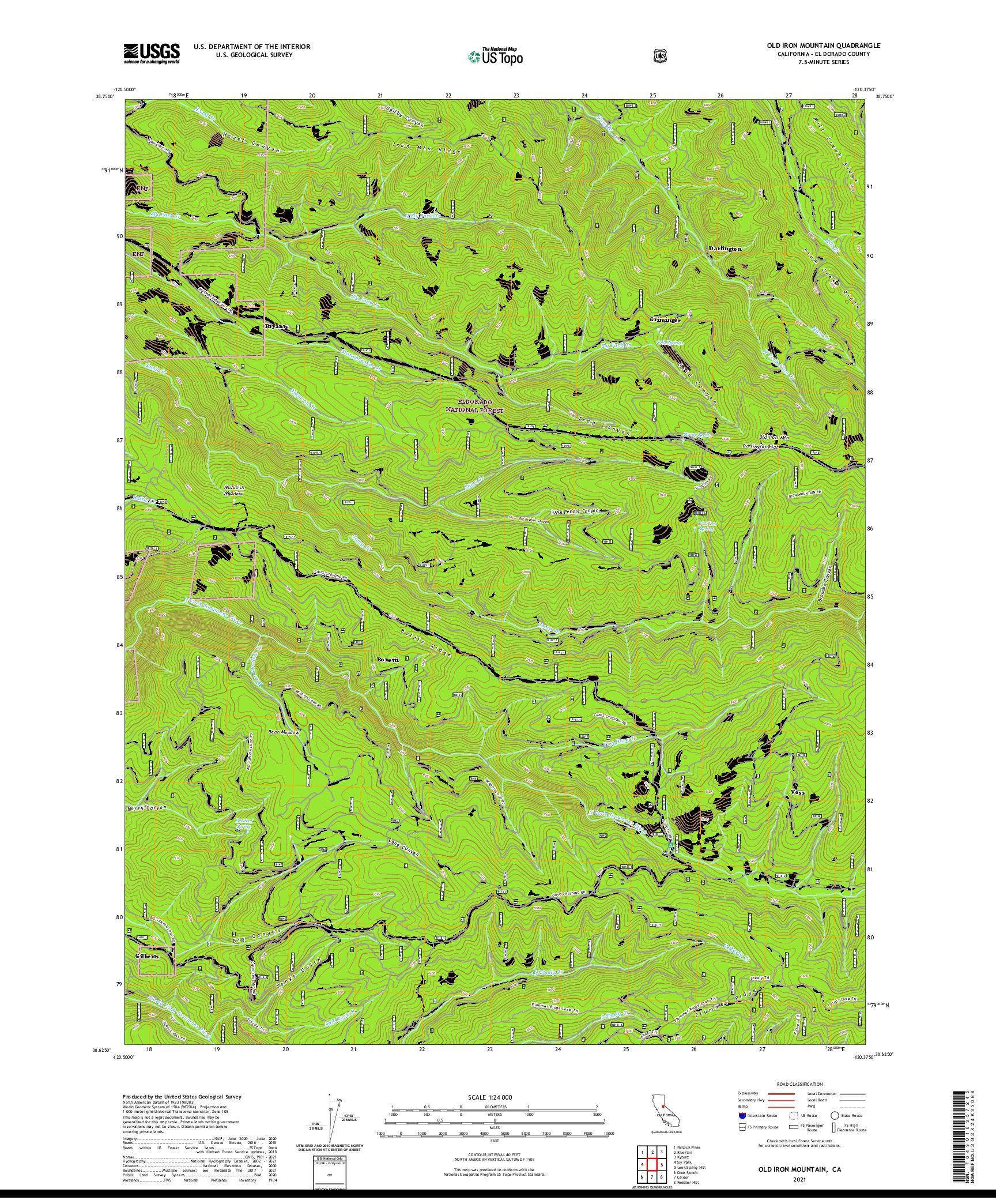 US TOPO 7.5-MINUTE MAP FOR OLD IRON MOUNTAIN, CA