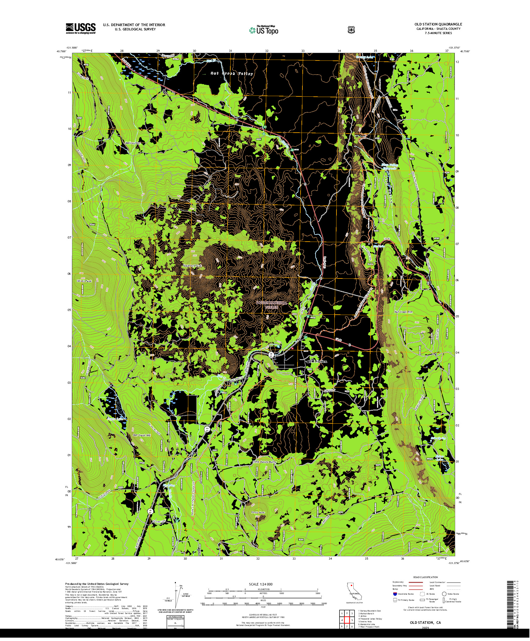 US TOPO 7.5-MINUTE MAP FOR OLD STATION, CA