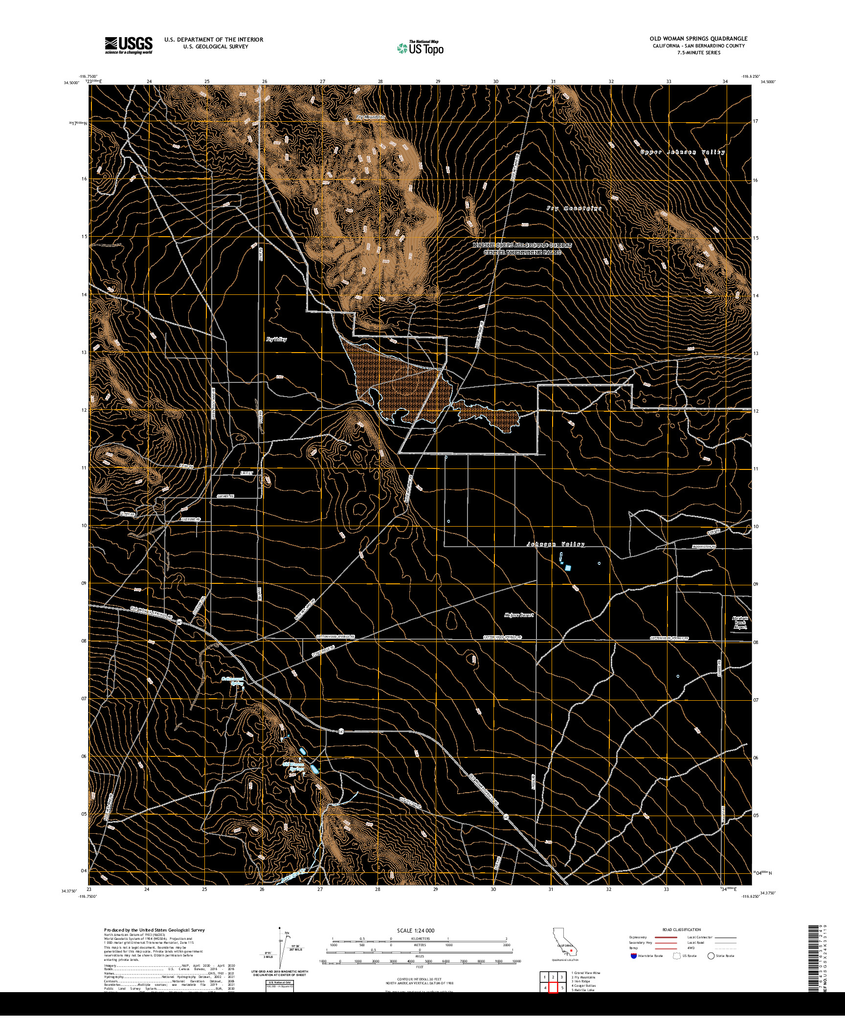 US TOPO 7.5-MINUTE MAP FOR OLD WOMAN SPRINGS, CA