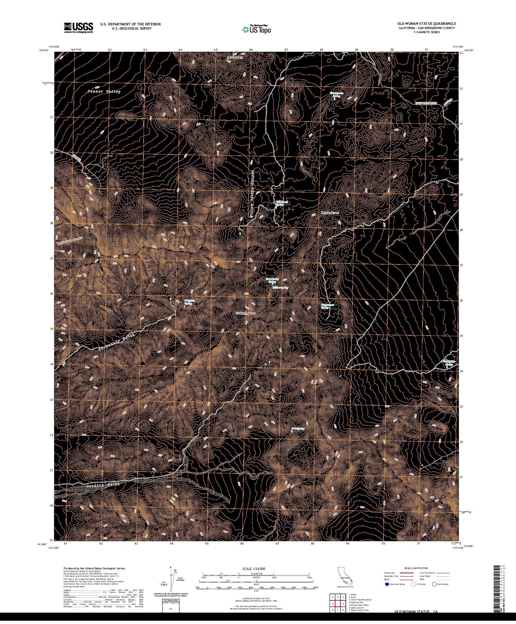 US TOPO 7.5-MINUTE MAP FOR OLD WOMAN STATUE, CA