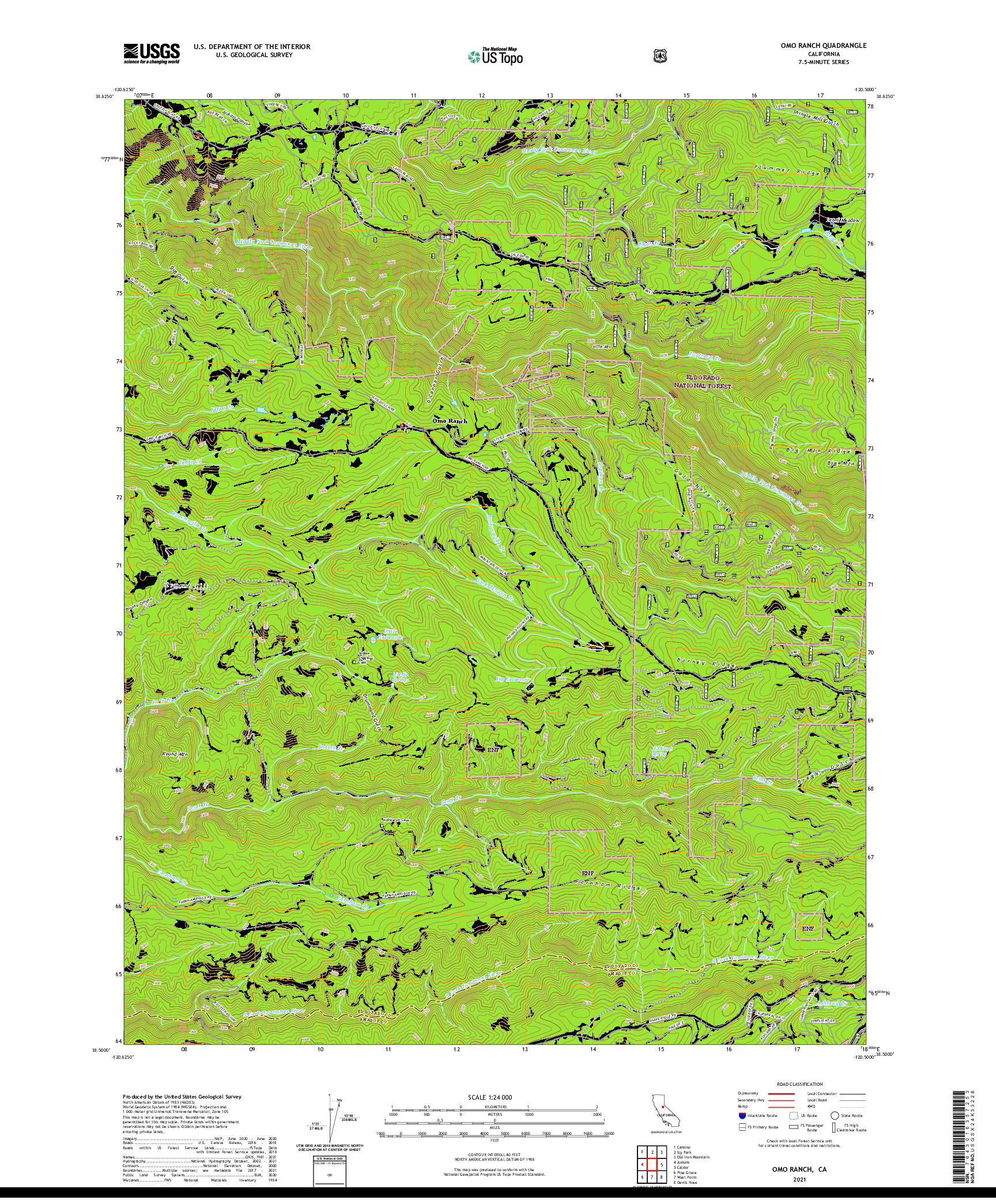 US TOPO 7.5-MINUTE MAP FOR OMO RANCH, CA