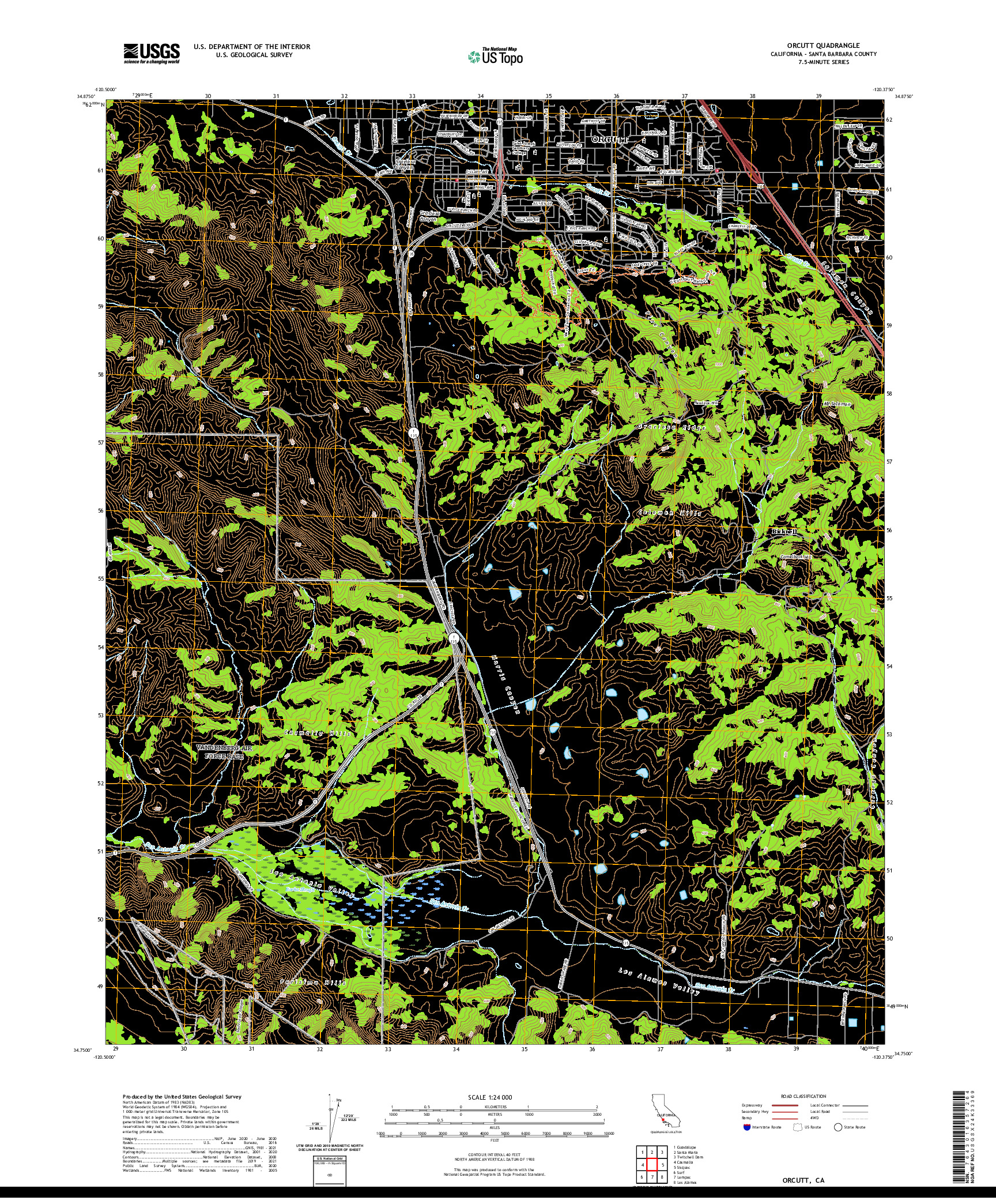 US TOPO 7.5-MINUTE MAP FOR ORCUTT, CA