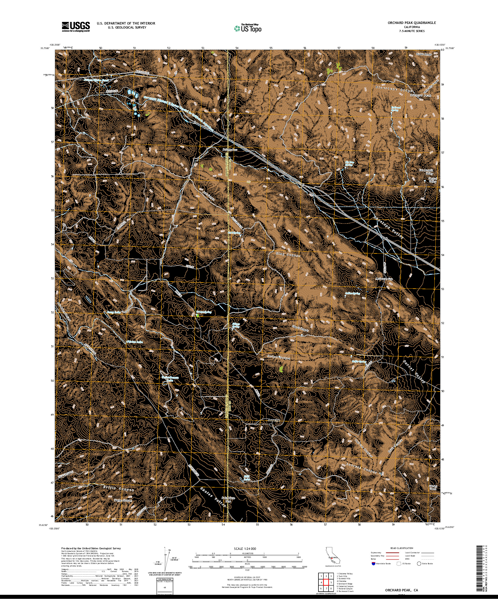 US TOPO 7.5-MINUTE MAP FOR ORCHARD PEAK, CA