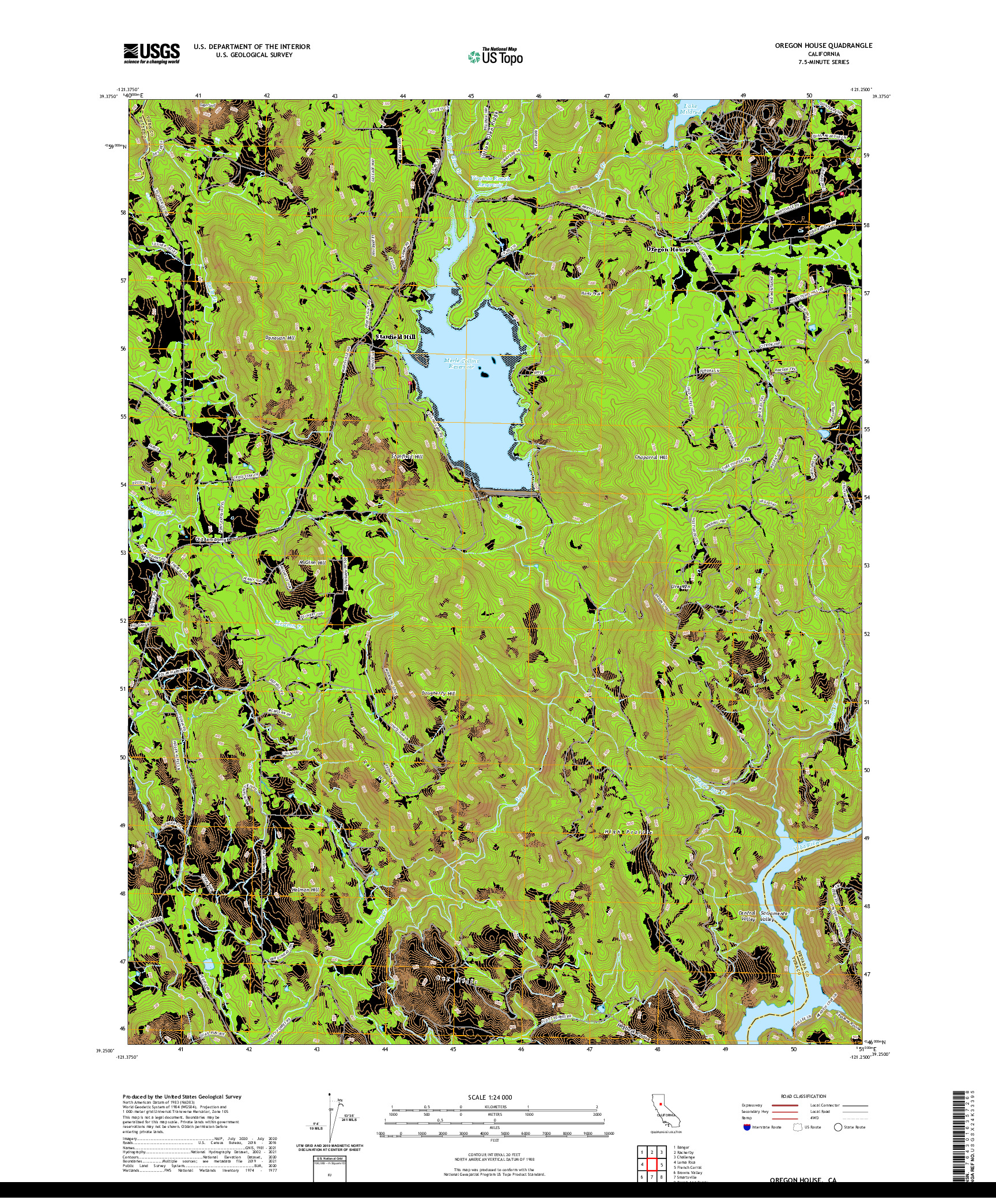 US TOPO 7.5-MINUTE MAP FOR OREGON HOUSE, CA