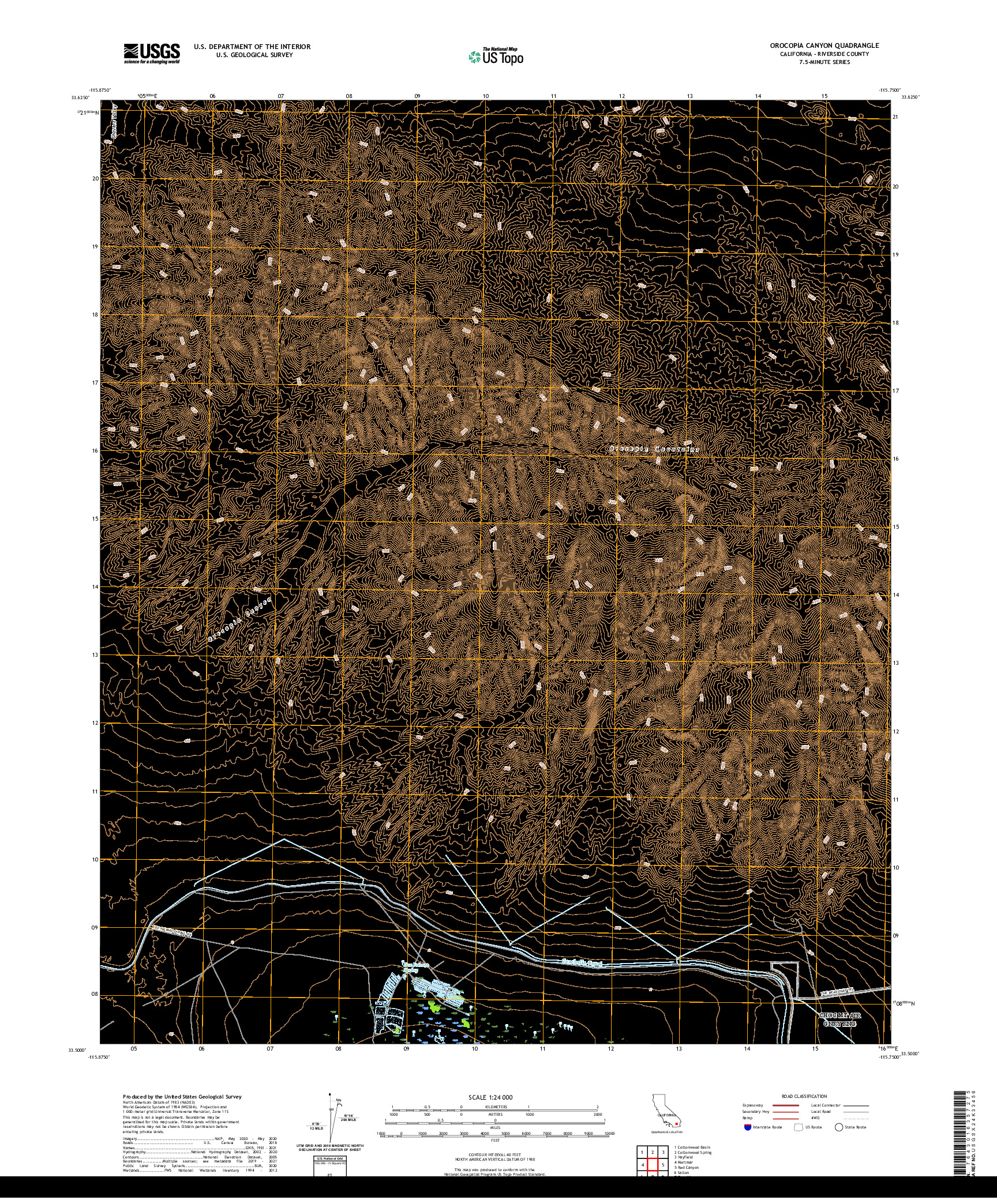 US TOPO 7.5-MINUTE MAP FOR OROCOPIA CANYON, CA