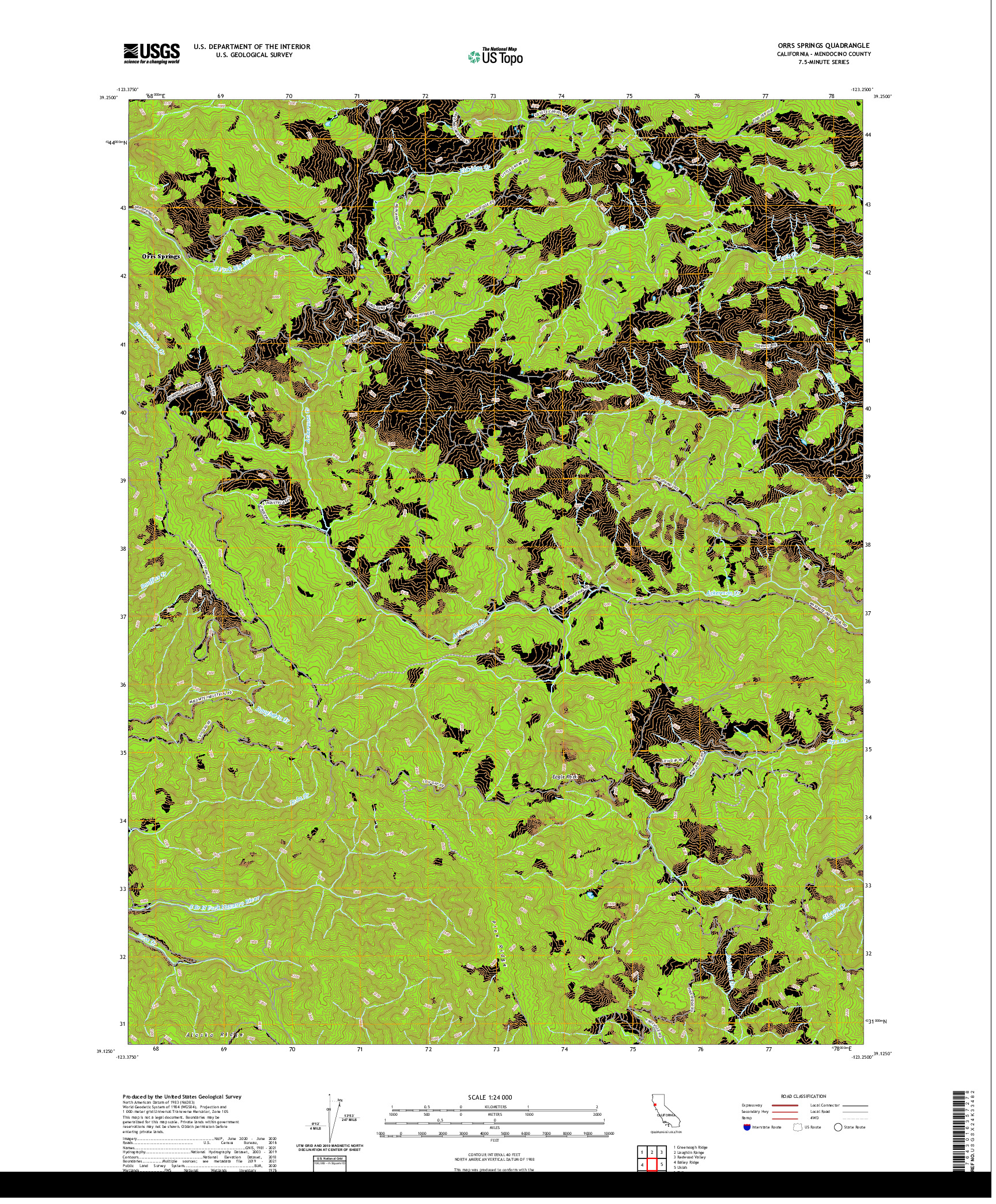 US TOPO 7.5-MINUTE MAP FOR ORRS SPRINGS, CA