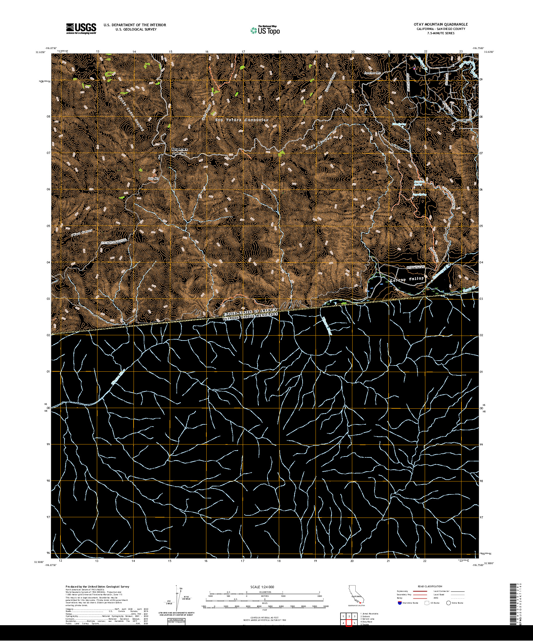 US TOPO 7.5-MINUTE MAP FOR OTAY MOUNTAIN, CA,BCN