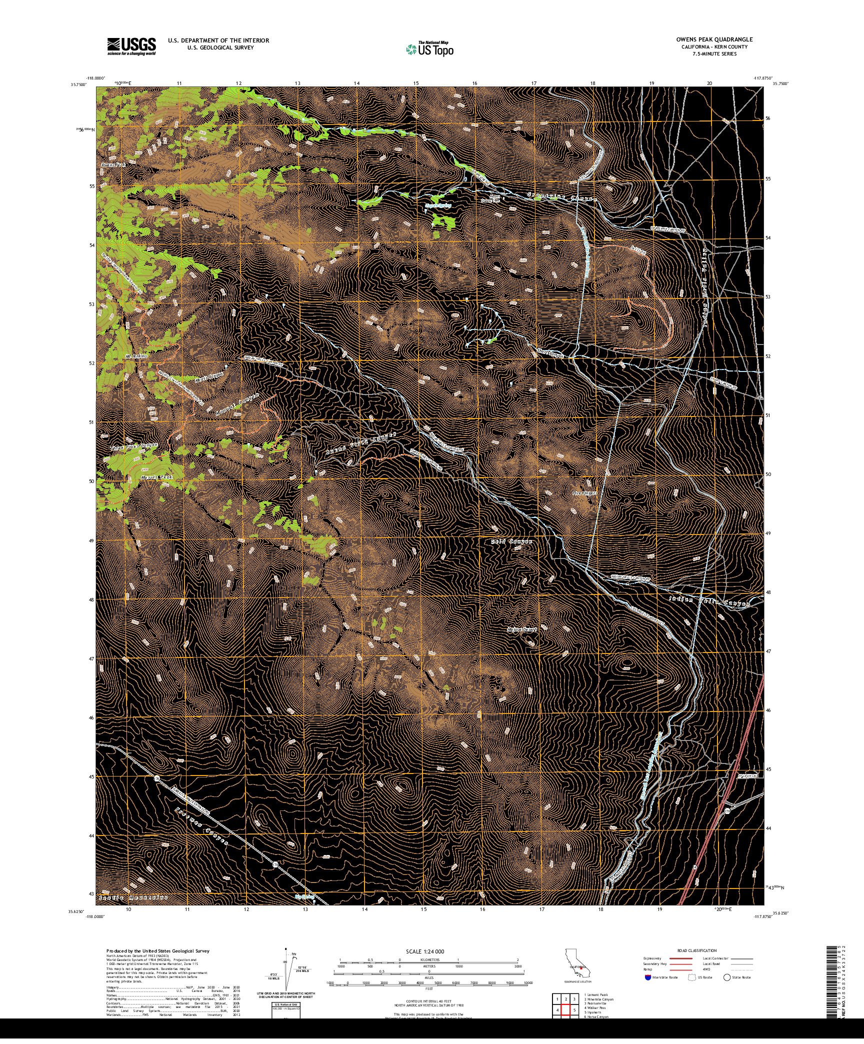 US TOPO 7.5-MINUTE MAP FOR OWENS PEAK, CA