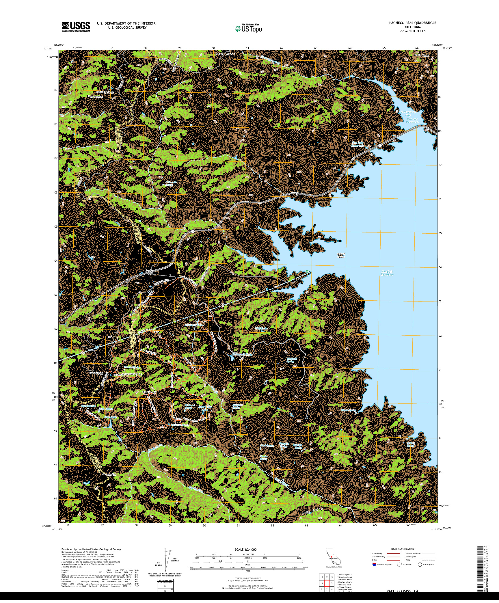 US TOPO 7.5-MINUTE MAP FOR PACHECO PASS, CA