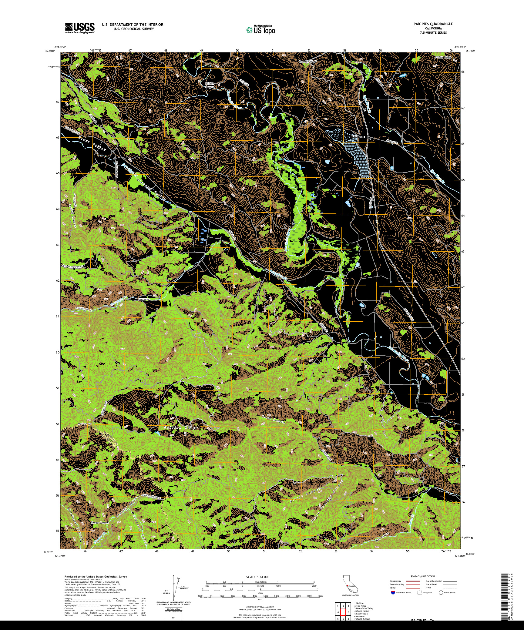 US TOPO 7.5-MINUTE MAP FOR PAICINES, CA