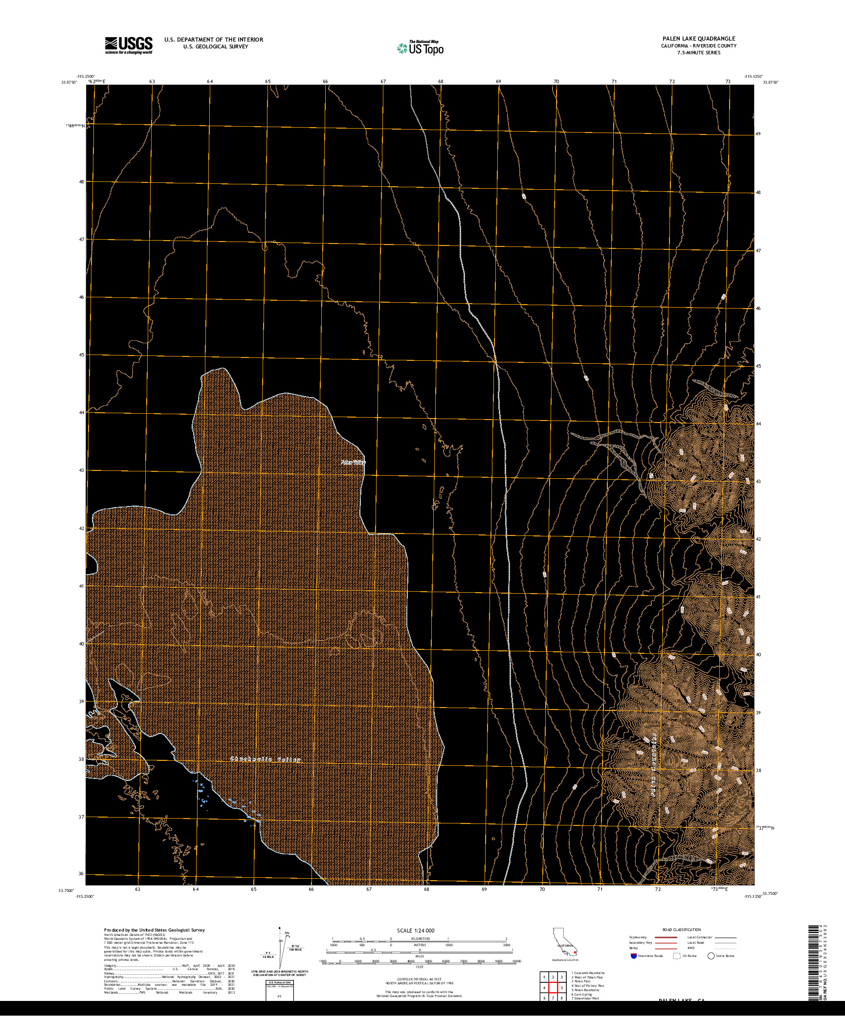 US TOPO 7.5-MINUTE MAP FOR PALEN LAKE, CA