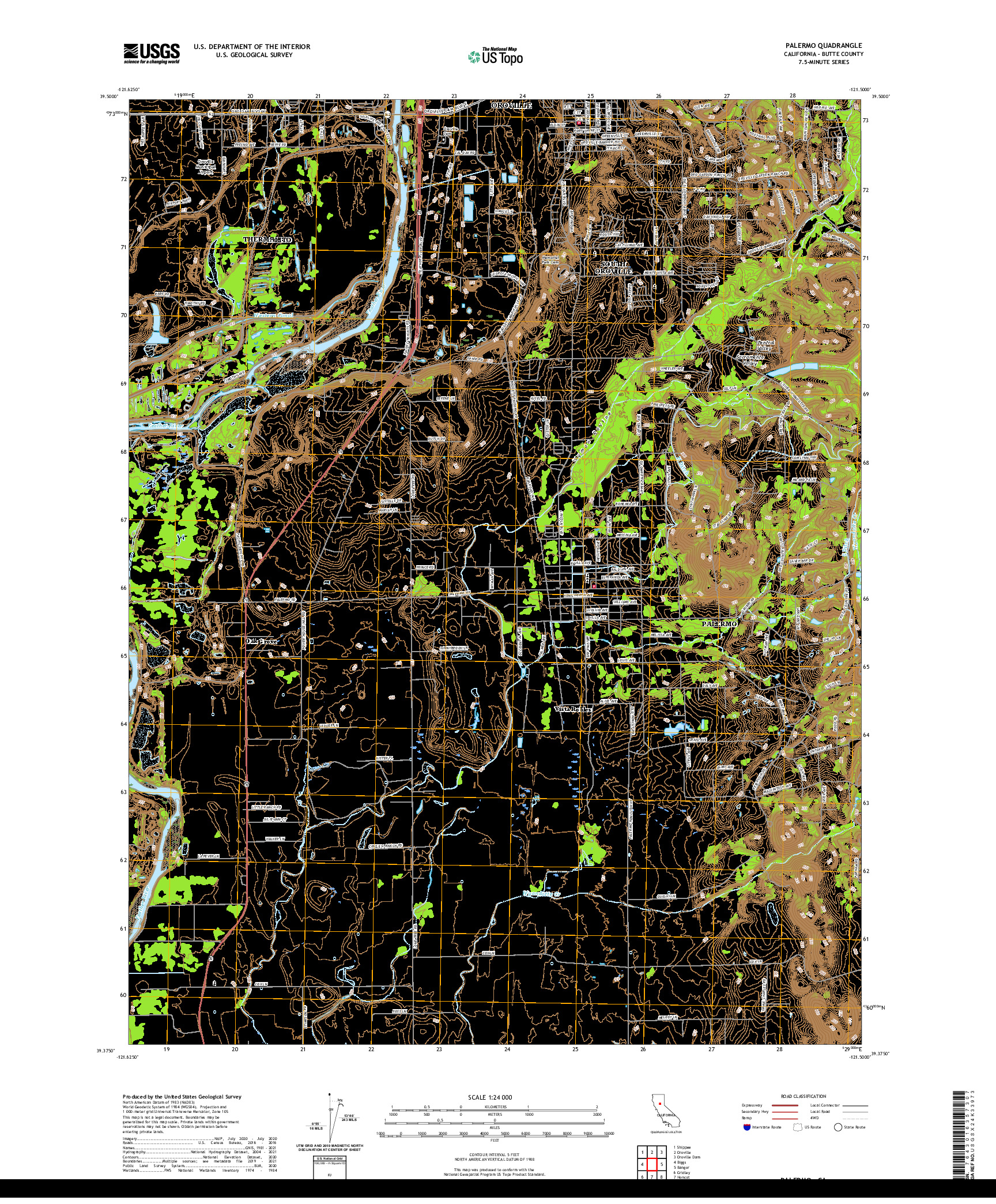 US TOPO 7.5-MINUTE MAP FOR PALERMO, CA