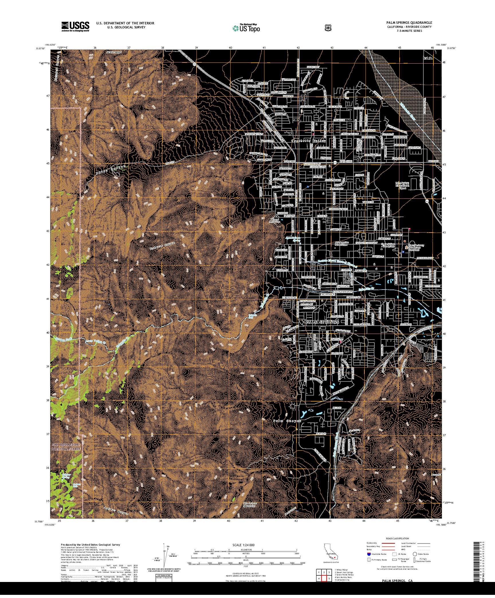 US TOPO 7.5-MINUTE MAP FOR PALM SPRINGS, CA