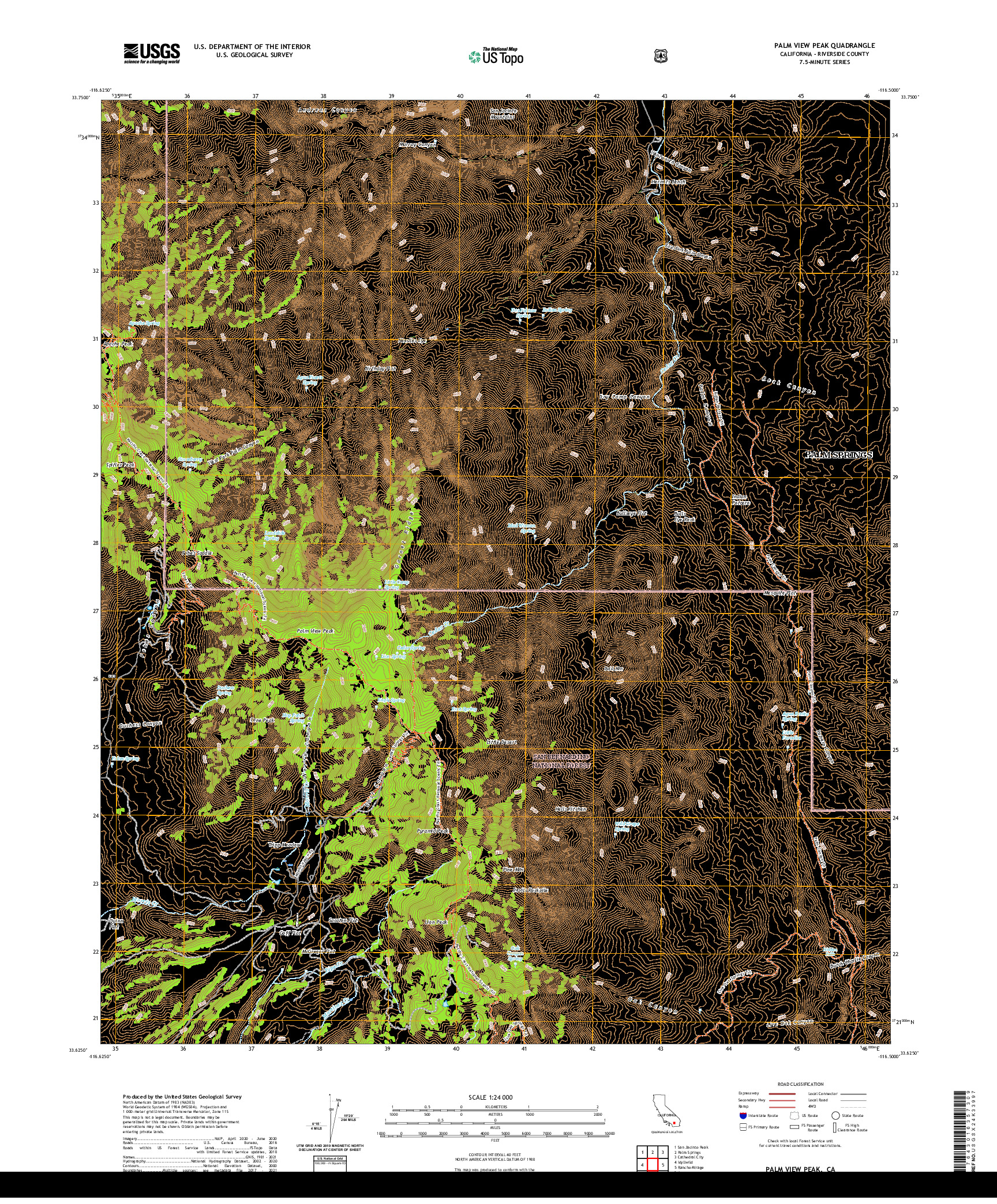 US TOPO 7.5-MINUTE MAP FOR PALM VIEW PEAK, CA