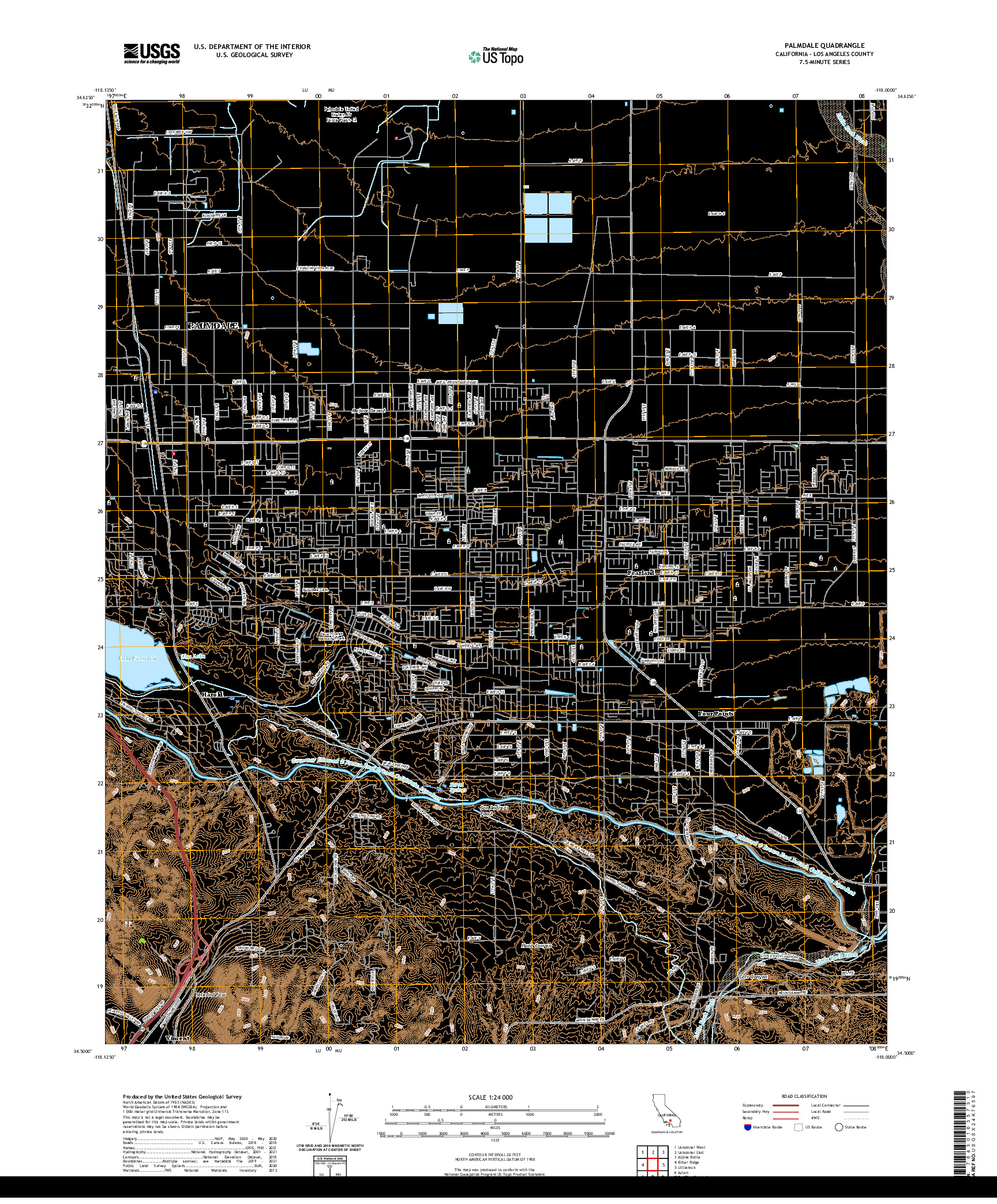 US TOPO 7.5-MINUTE MAP FOR PALMDALE, CA