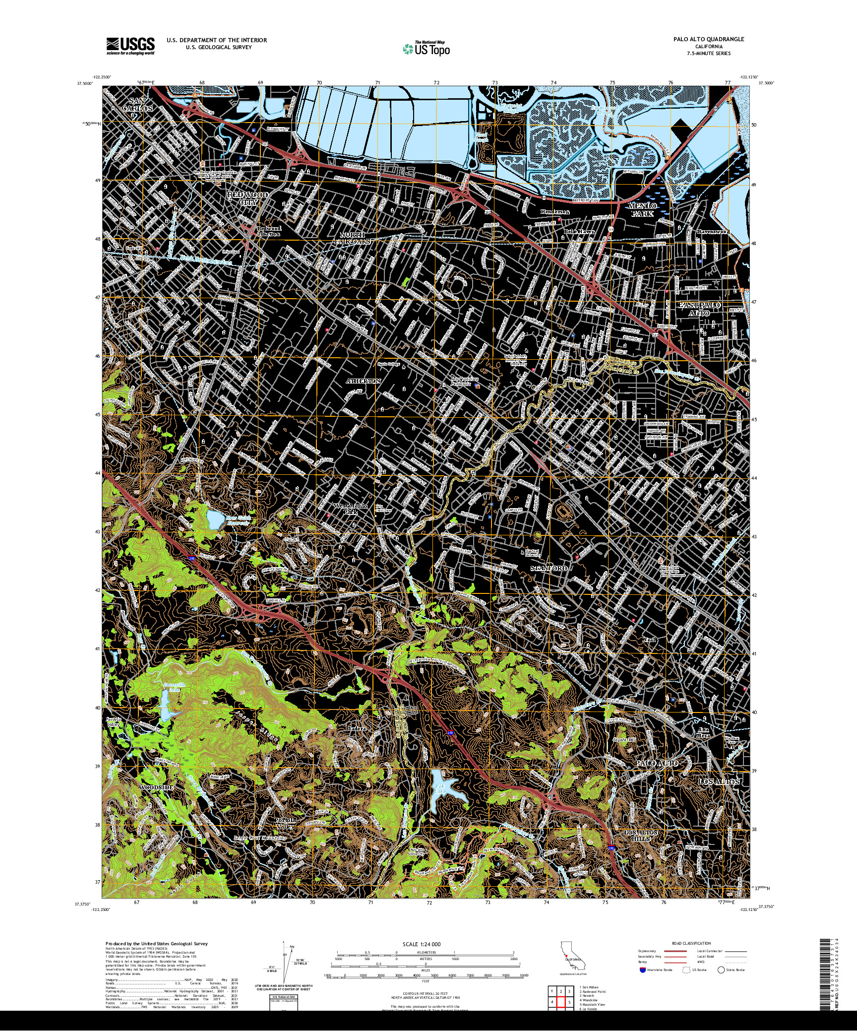 US TOPO 7.5-MINUTE MAP FOR PALO ALTO, CA