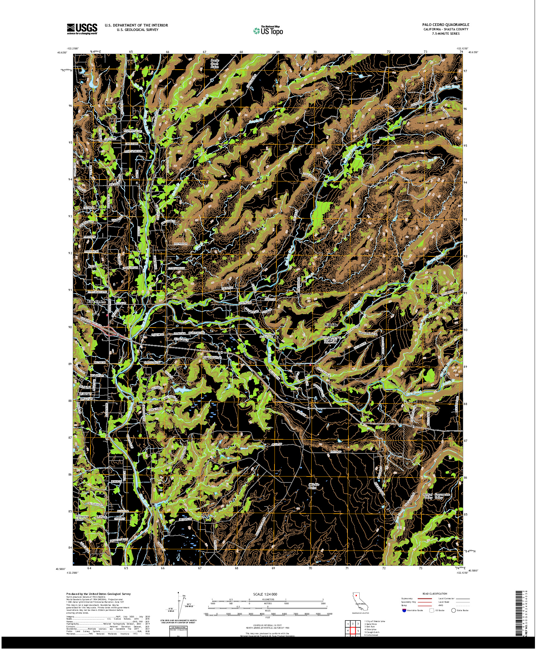 US TOPO 7.5-MINUTE MAP FOR PALO CEDRO, CA