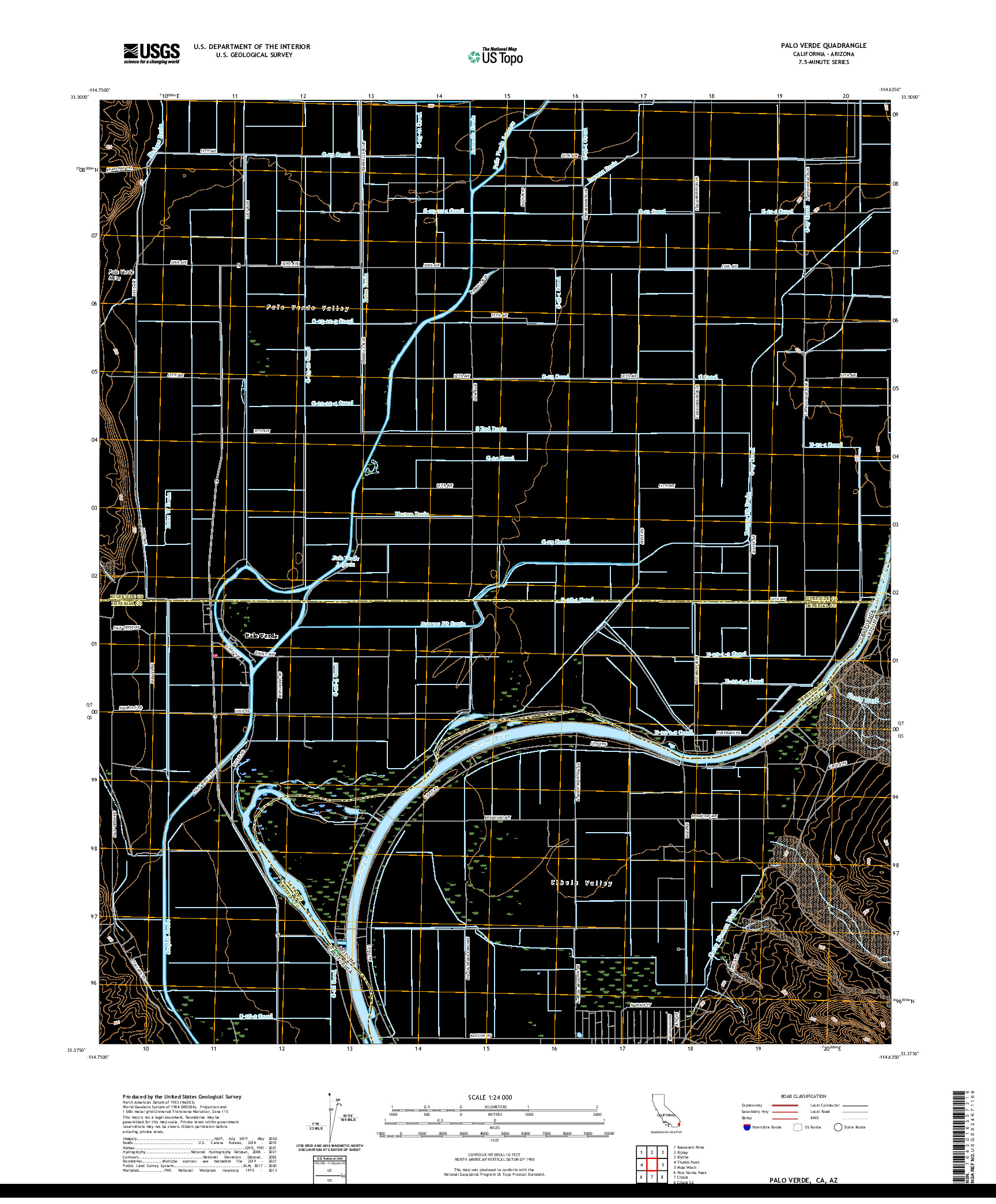 US TOPO 7.5-MINUTE MAP FOR PALO VERDE, CA,AZ