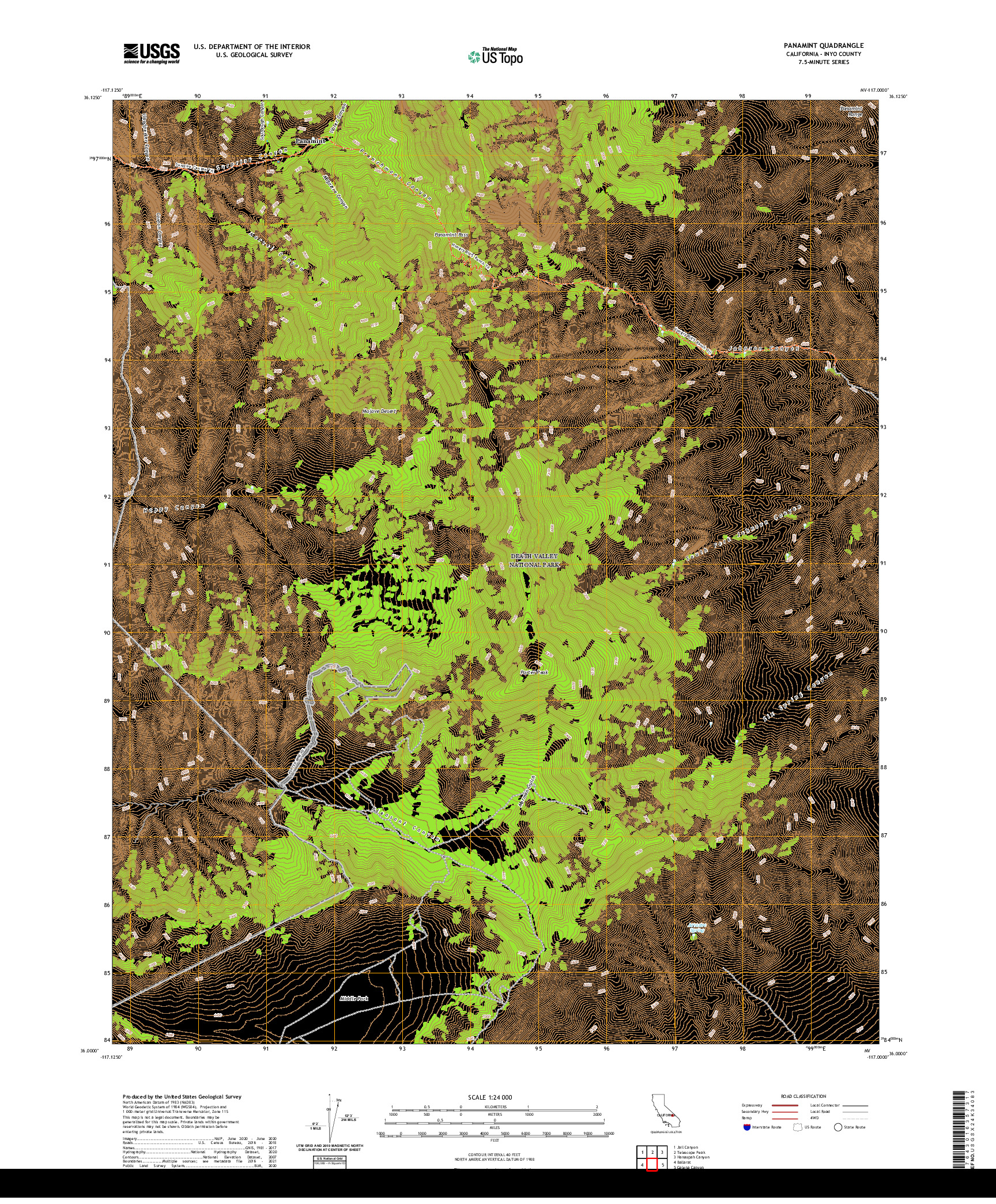 US TOPO 7.5-MINUTE MAP FOR PANAMINT, CA