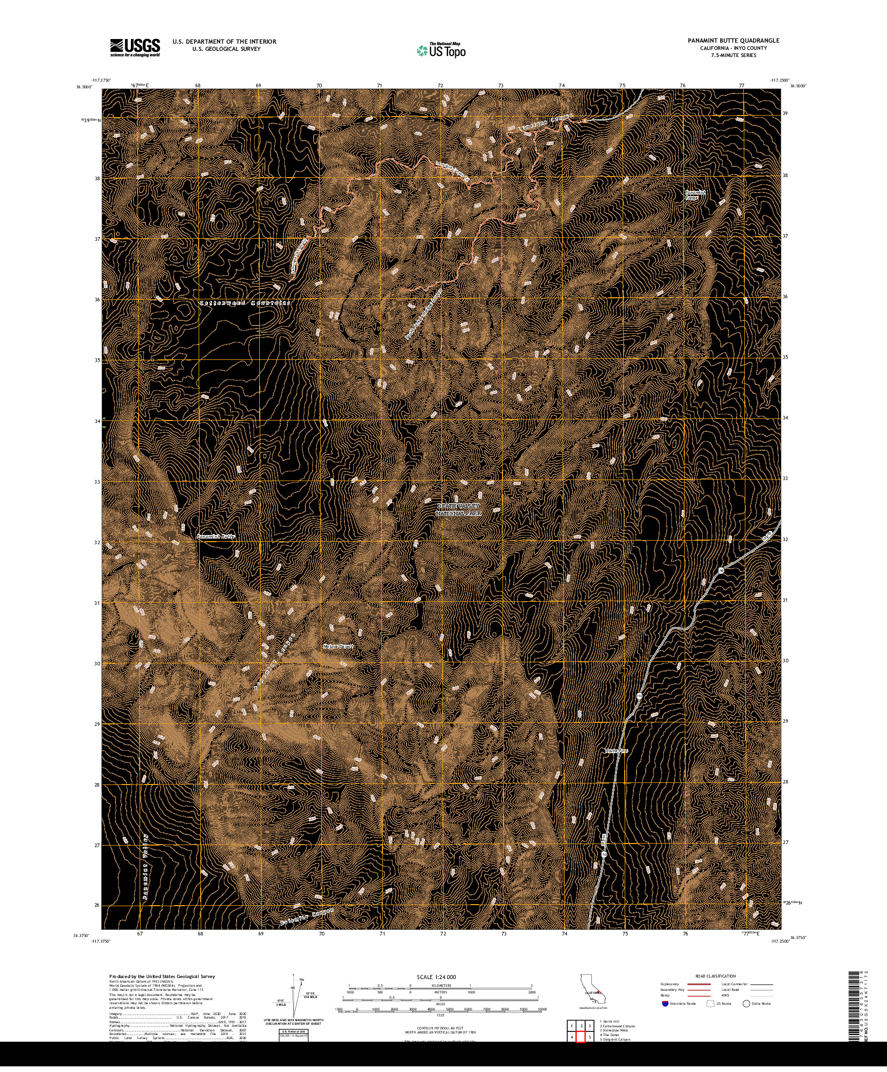 US TOPO 7.5-MINUTE MAP FOR PANAMINT BUTTE, CA