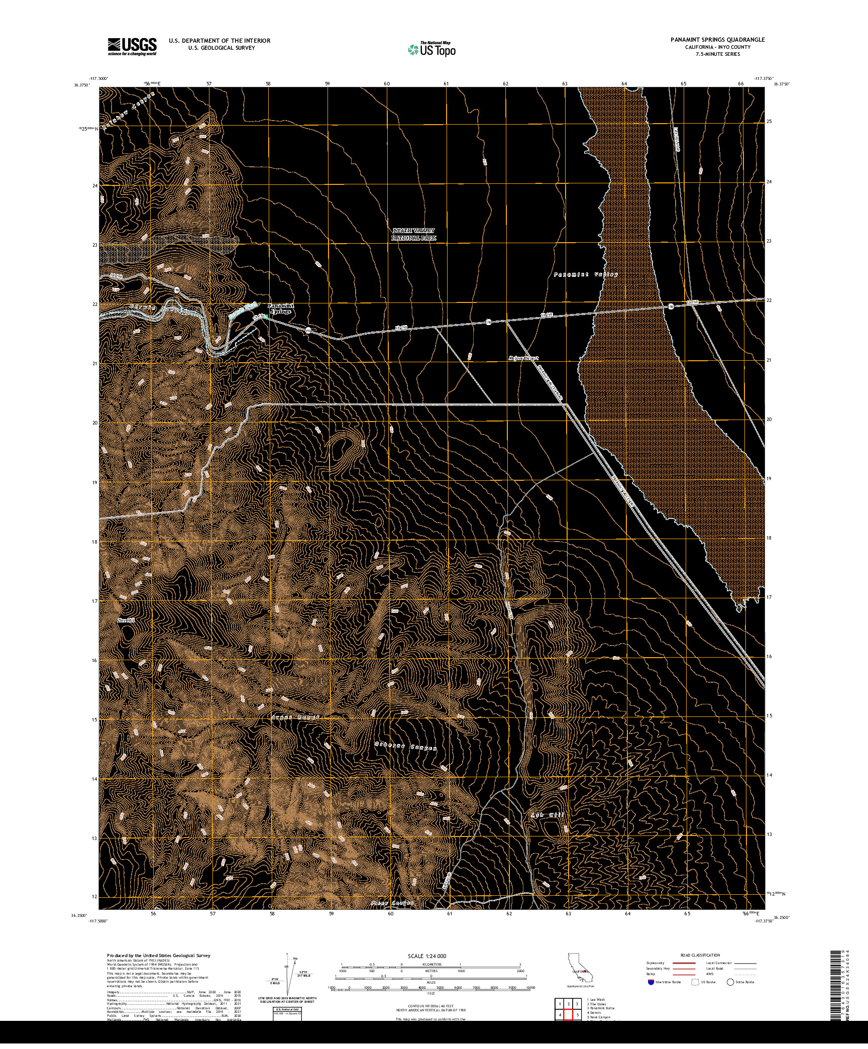 US TOPO 7.5-MINUTE MAP FOR PANAMINT SPRINGS, CA