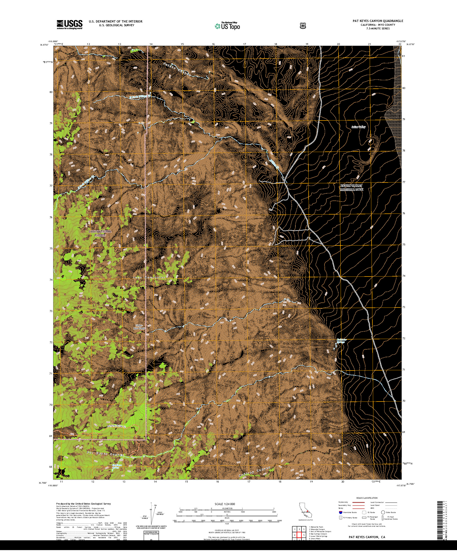 US TOPO 7.5-MINUTE MAP FOR PAT KEYES CANYON, CA