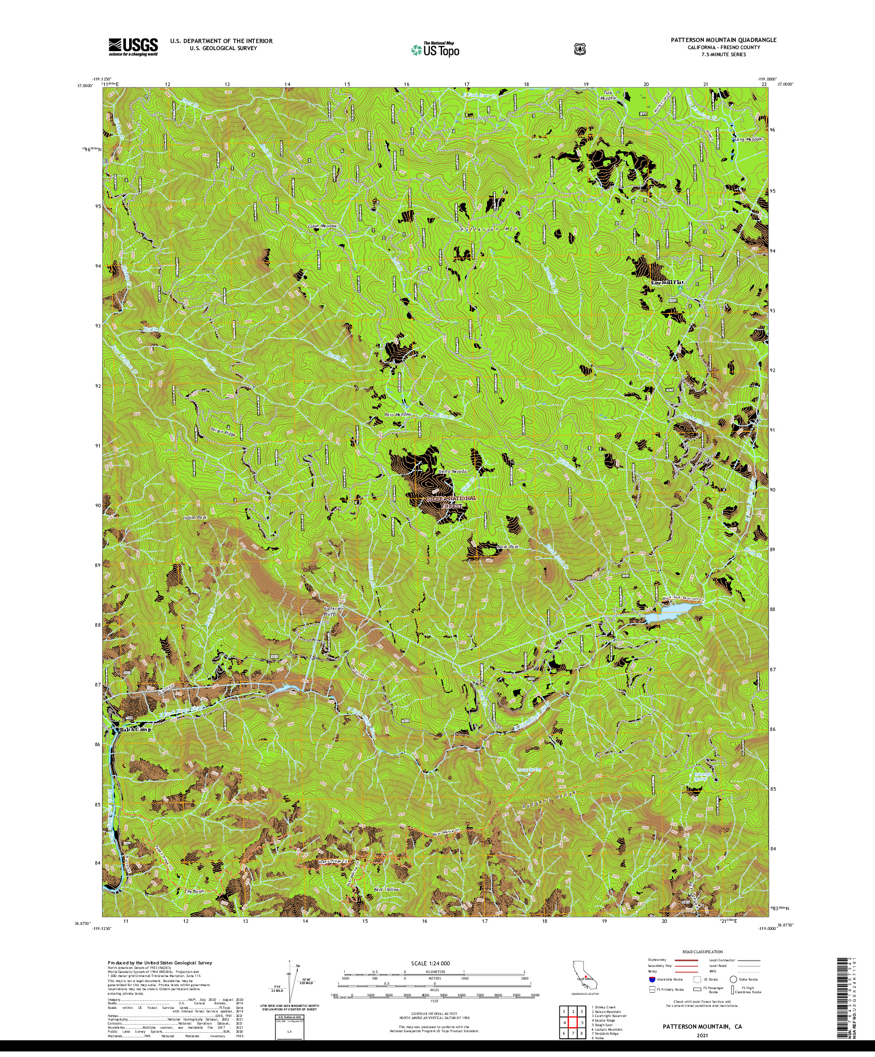 US TOPO 7.5-MINUTE MAP FOR PATTERSON MOUNTAIN, CA