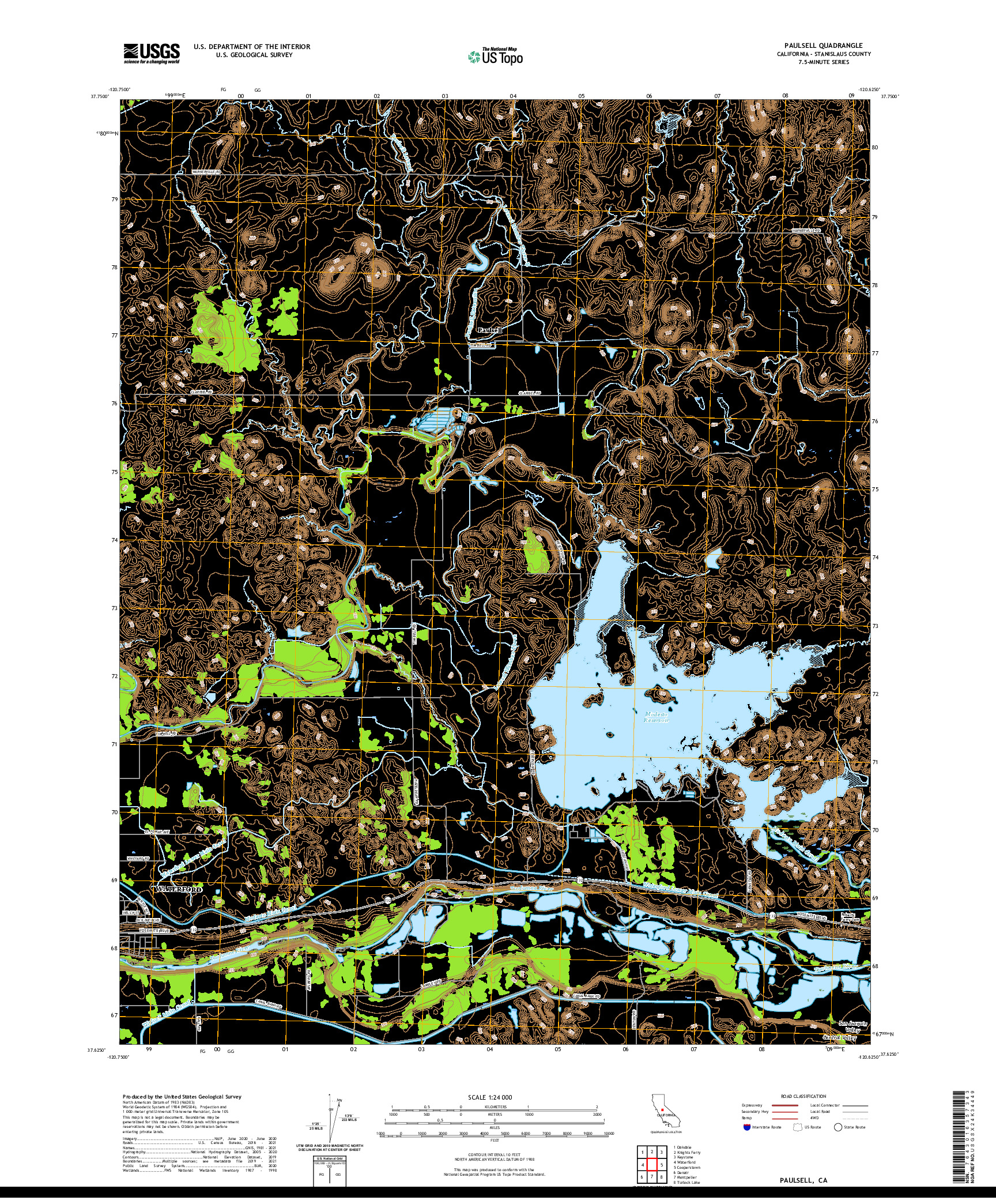 US TOPO 7.5-MINUTE MAP FOR PAULSELL, CA