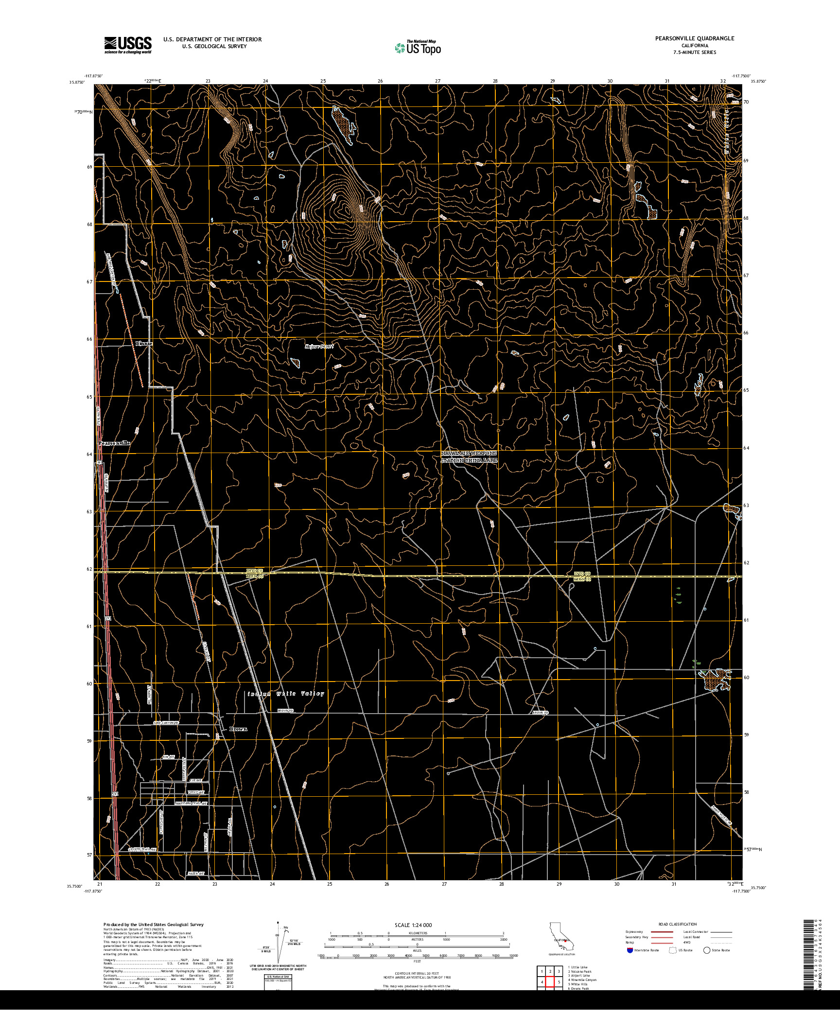 US TOPO 7.5-MINUTE MAP FOR PEARSONVILLE, CA