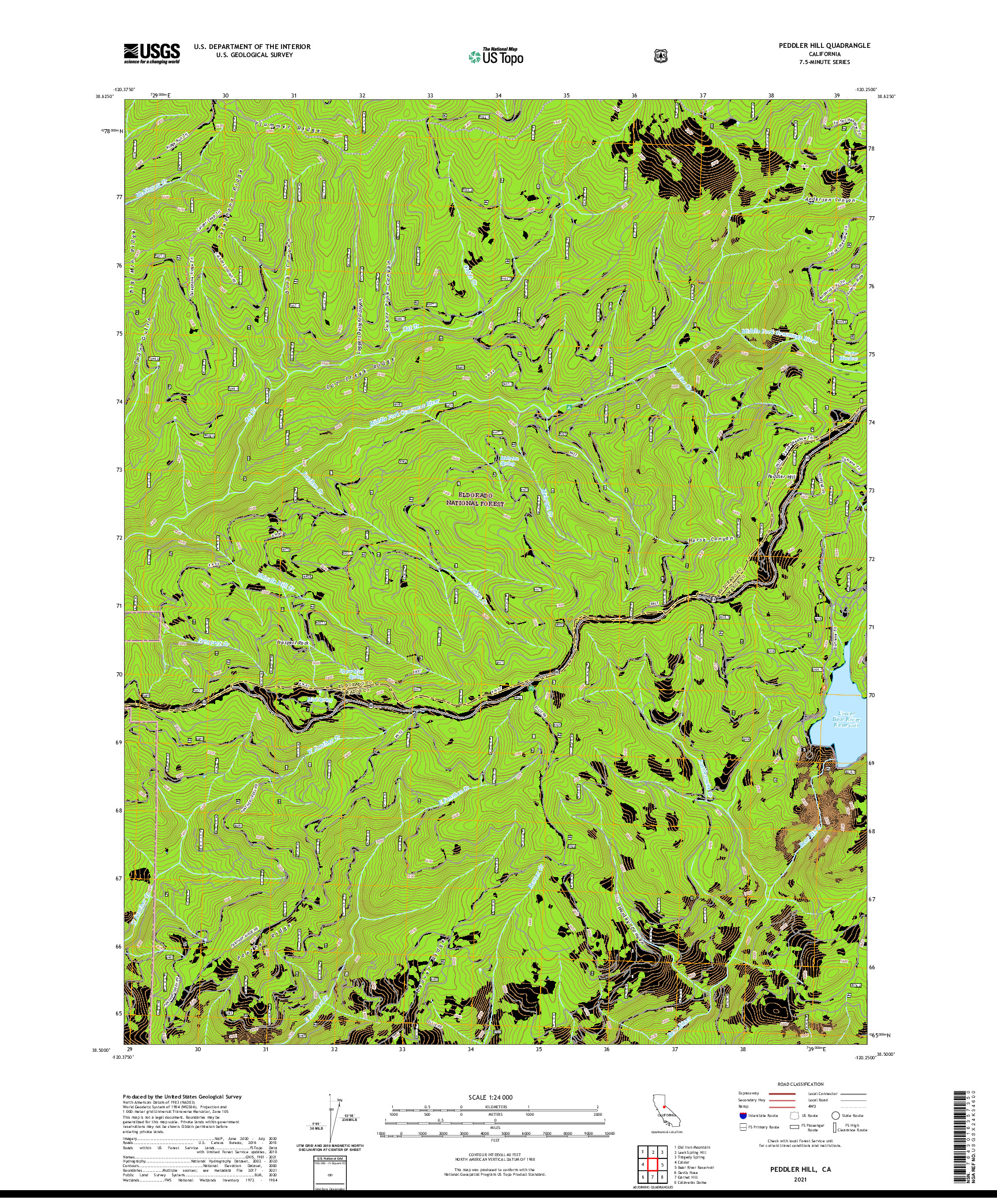 US TOPO 7.5-MINUTE MAP FOR PEDDLER HILL, CA