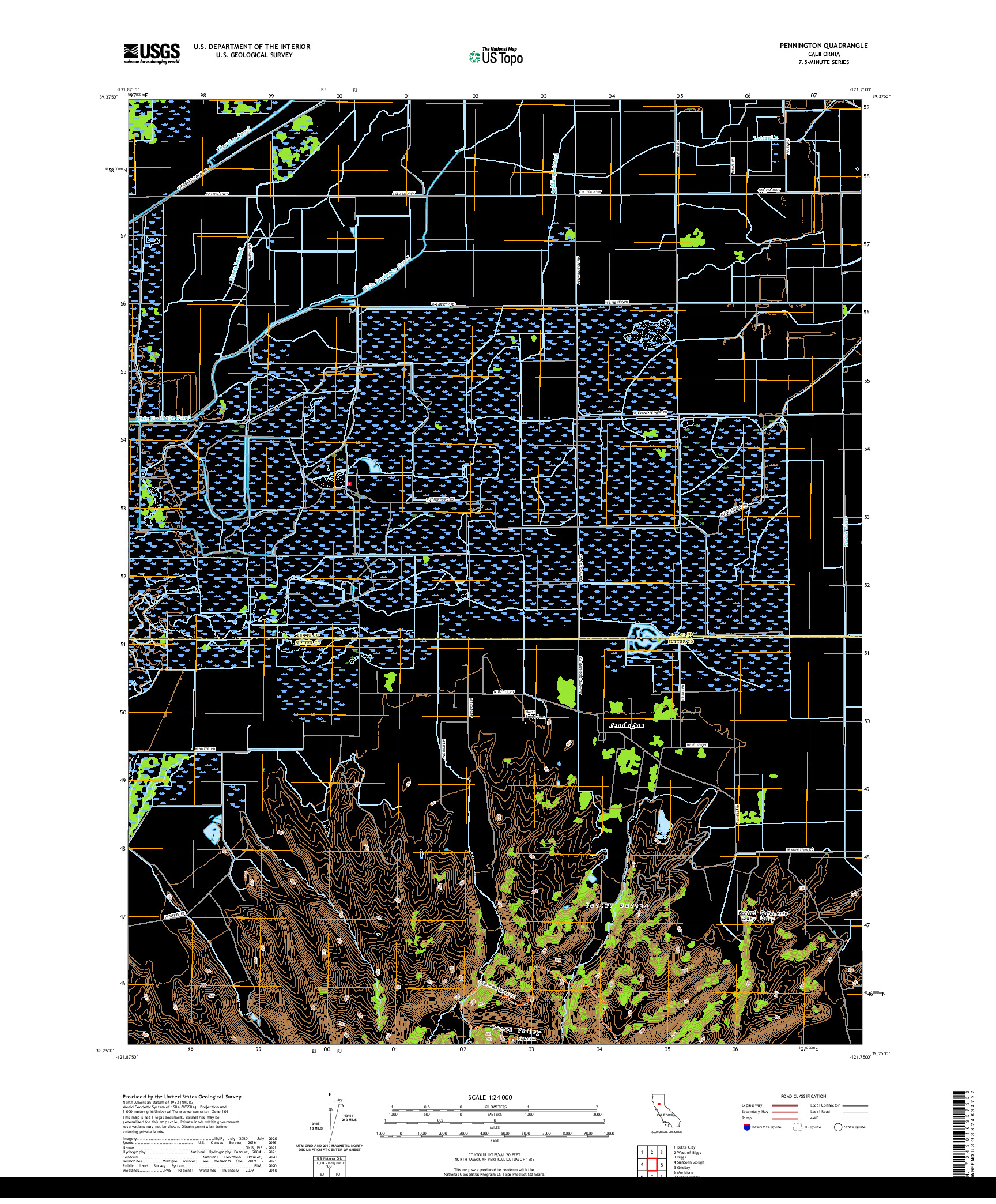 US TOPO 7.5-MINUTE MAP FOR PENNINGTON, CA