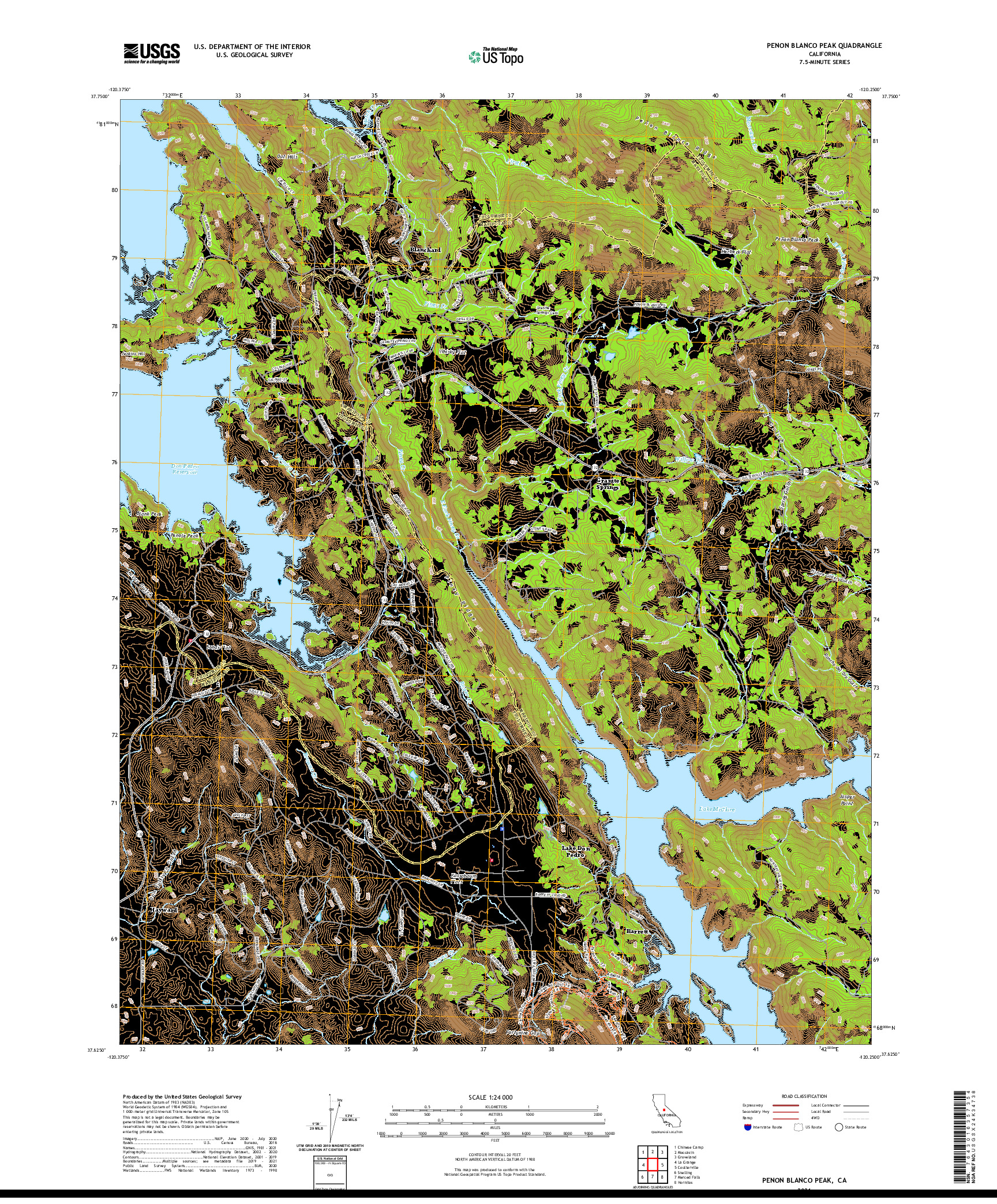 US TOPO 7.5-MINUTE MAP FOR PENON BLANCO PEAK, CA