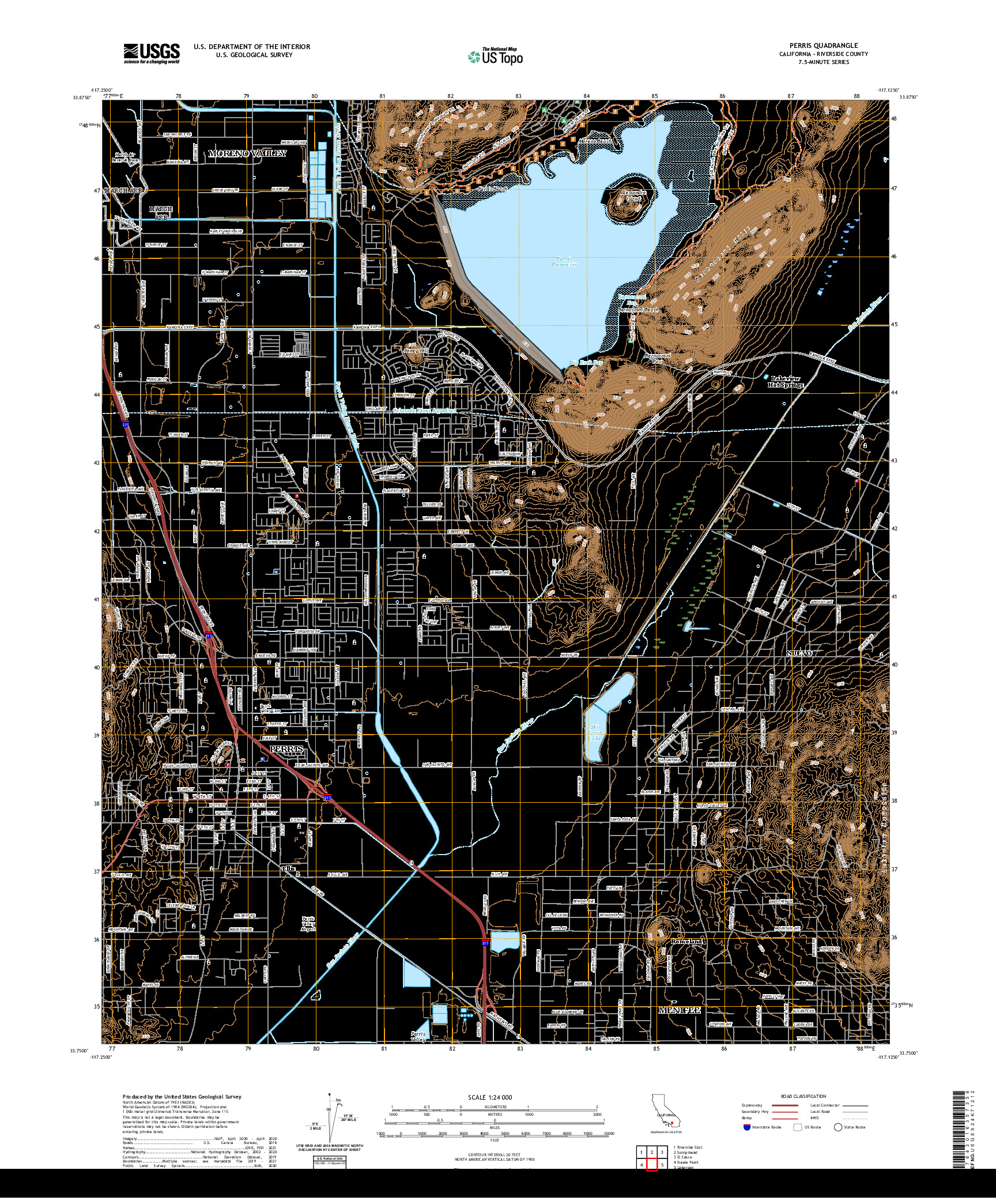 US TOPO 7.5-MINUTE MAP FOR PERRIS, CA