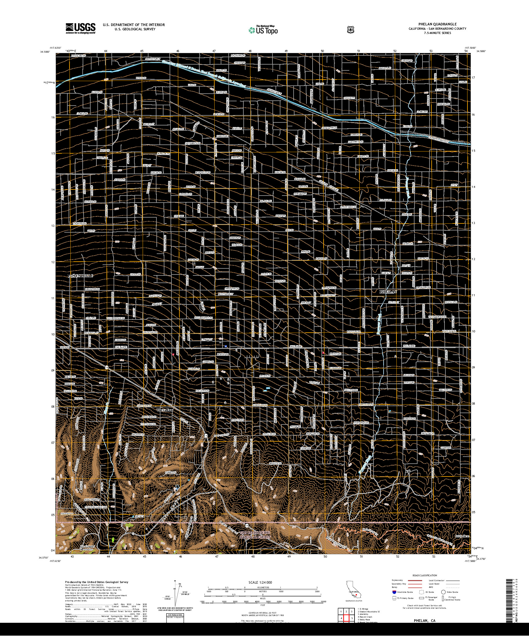 US TOPO 7.5-MINUTE MAP FOR PHELAN, CA