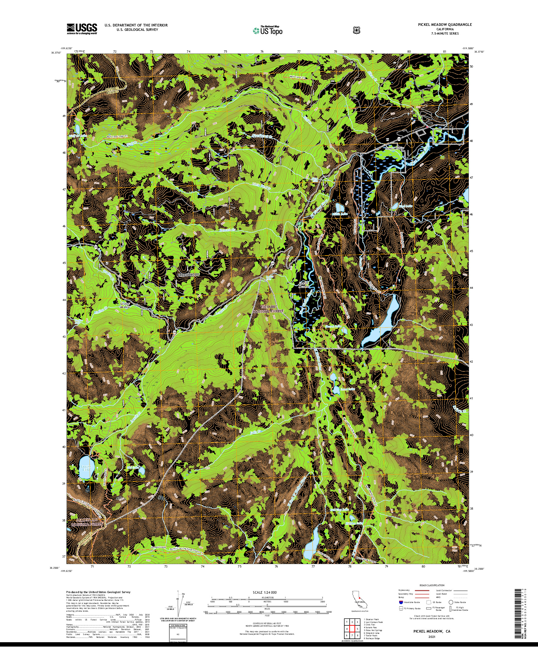 US TOPO 7.5-MINUTE MAP FOR PICKEL MEADOW, CA