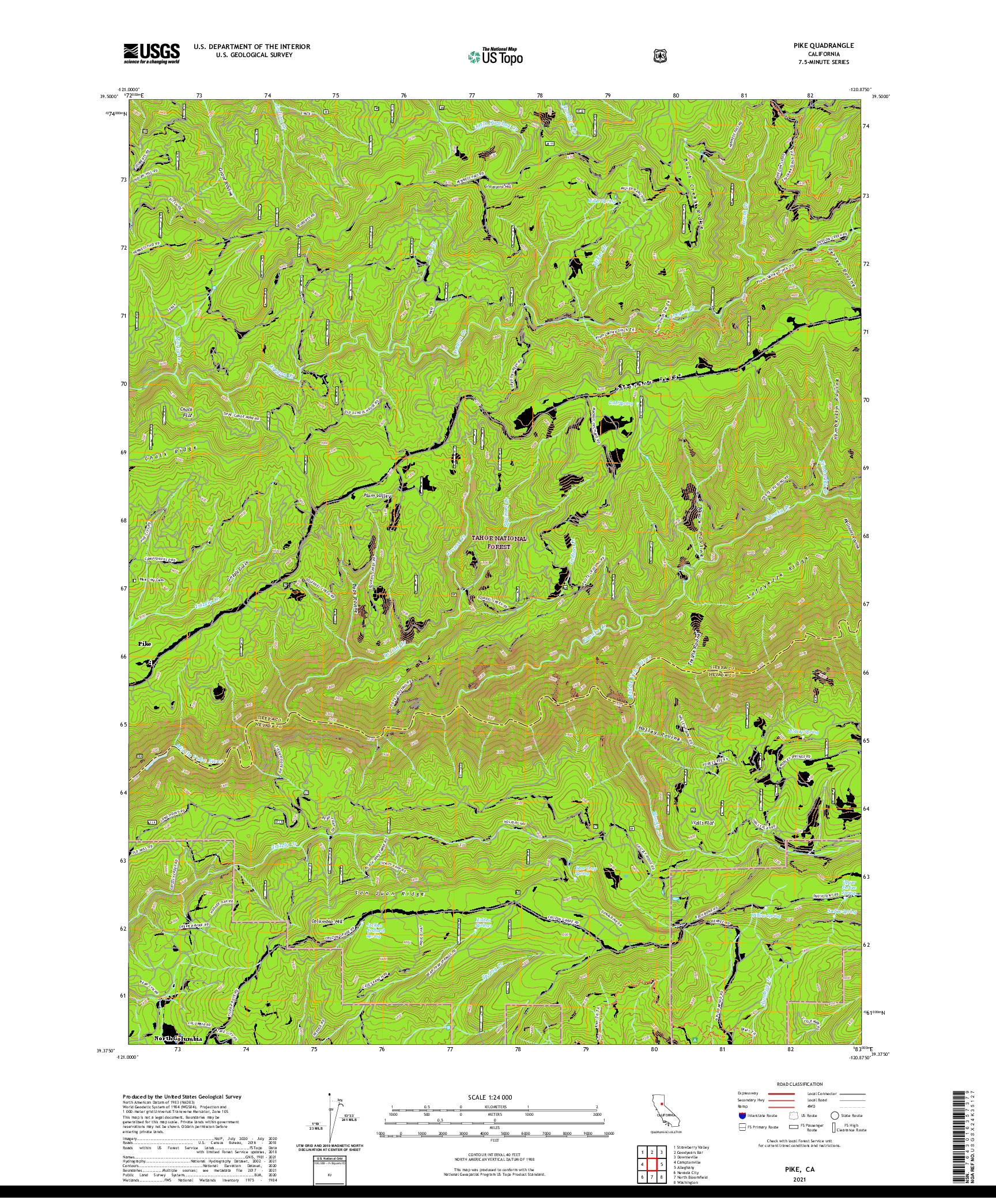 US TOPO 7.5-MINUTE MAP FOR PIKE, CA