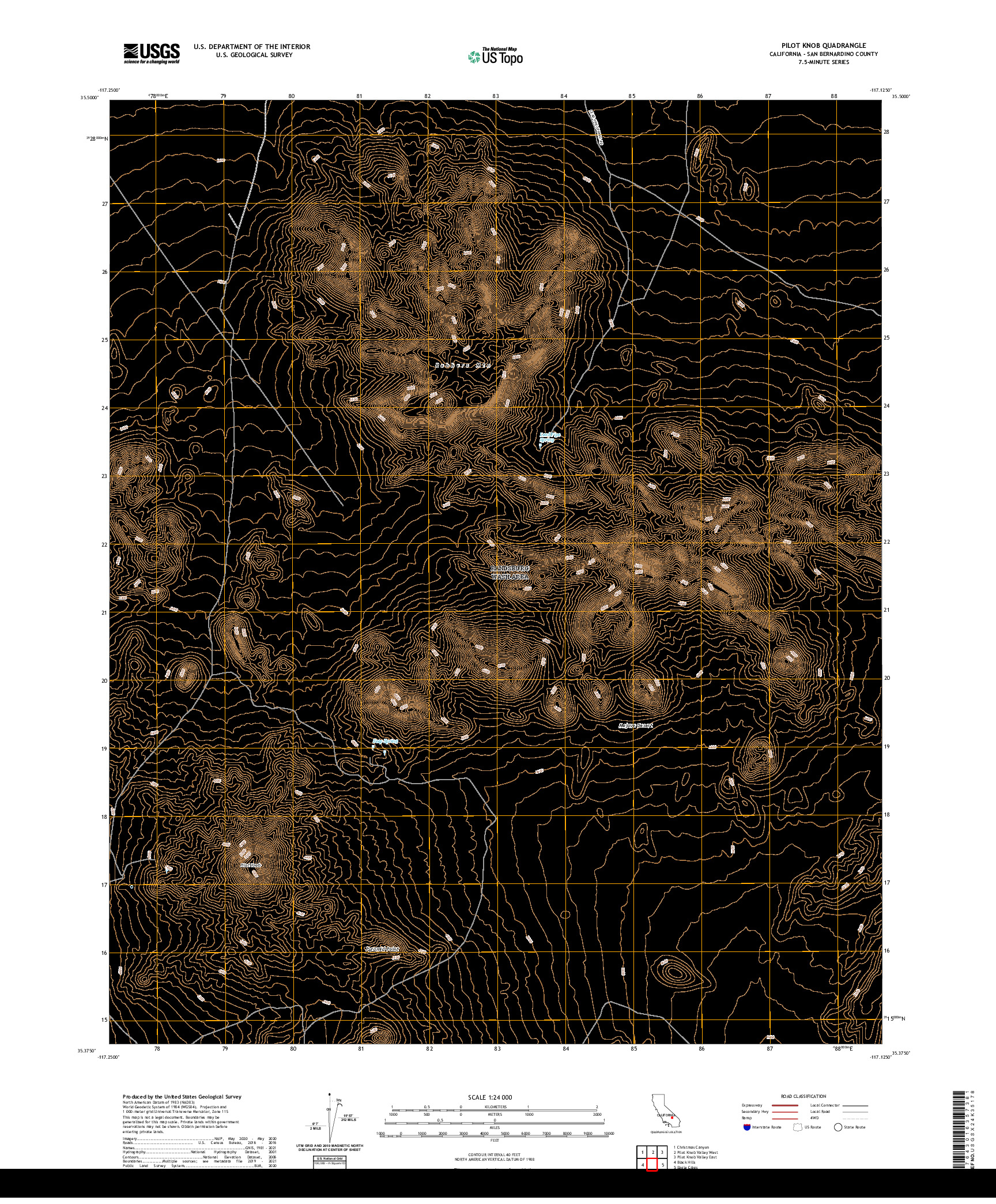 US TOPO 7.5-MINUTE MAP FOR PILOT KNOB, CA