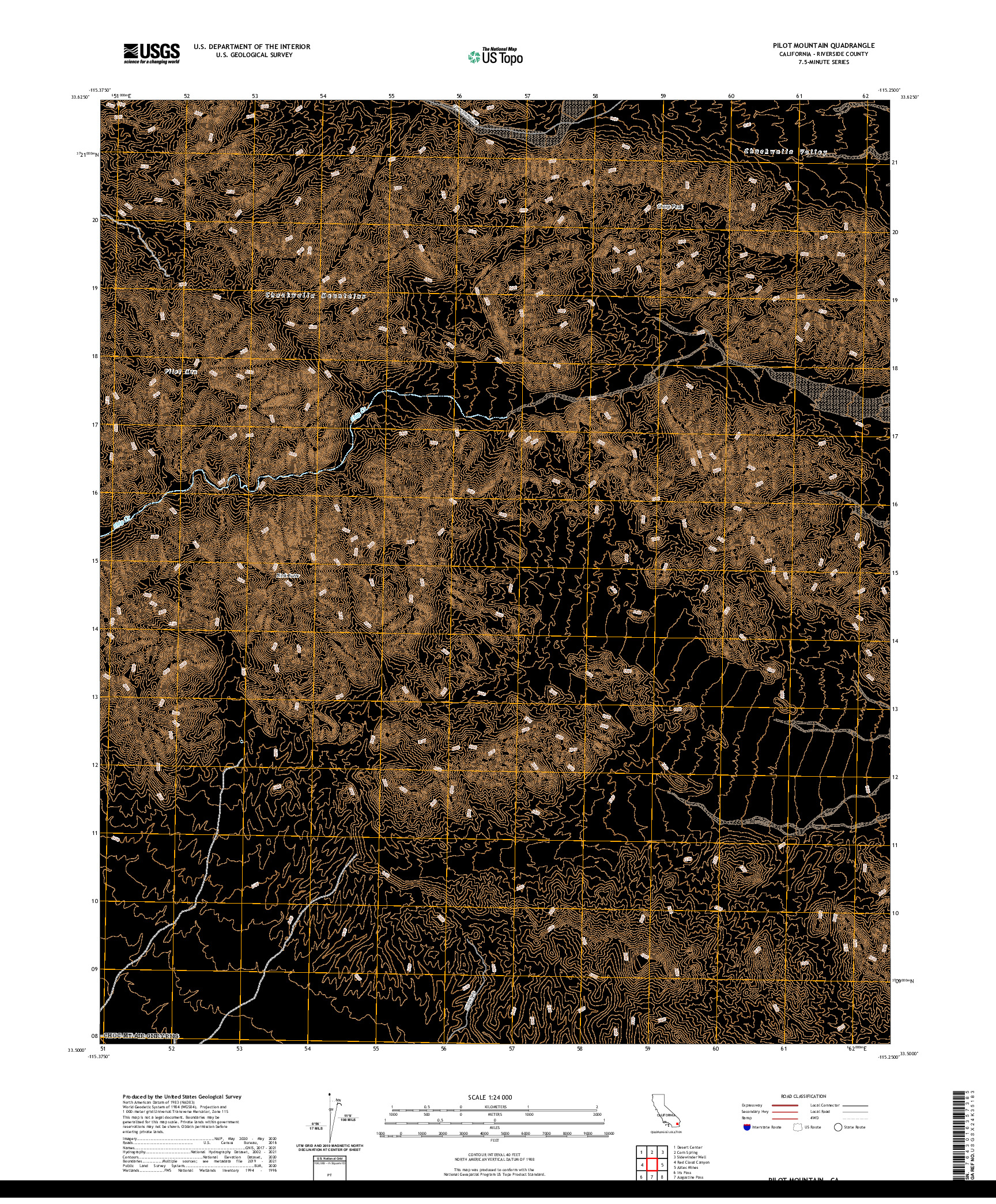 US TOPO 7.5-MINUTE MAP FOR PILOT MOUNTAIN, CA