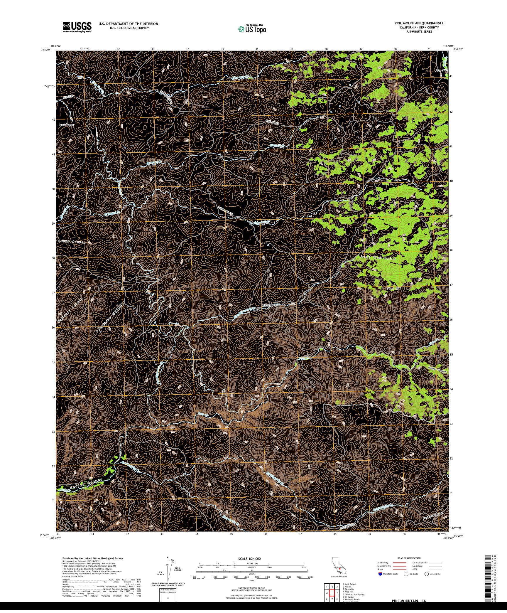 US TOPO 7.5-MINUTE MAP FOR PINE MOUNTAIN, CA