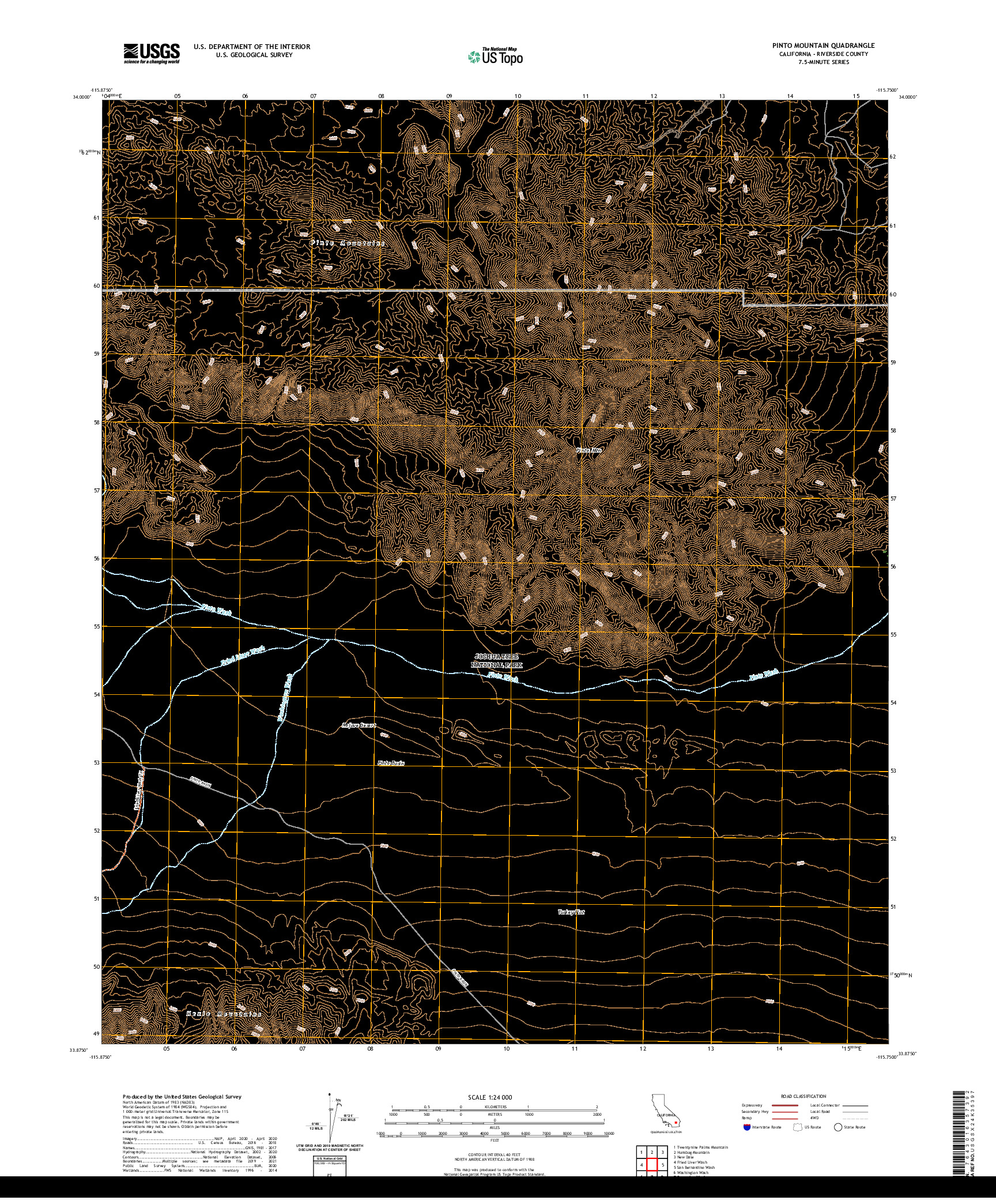 US TOPO 7.5-MINUTE MAP FOR PINTO MOUNTAIN, CA