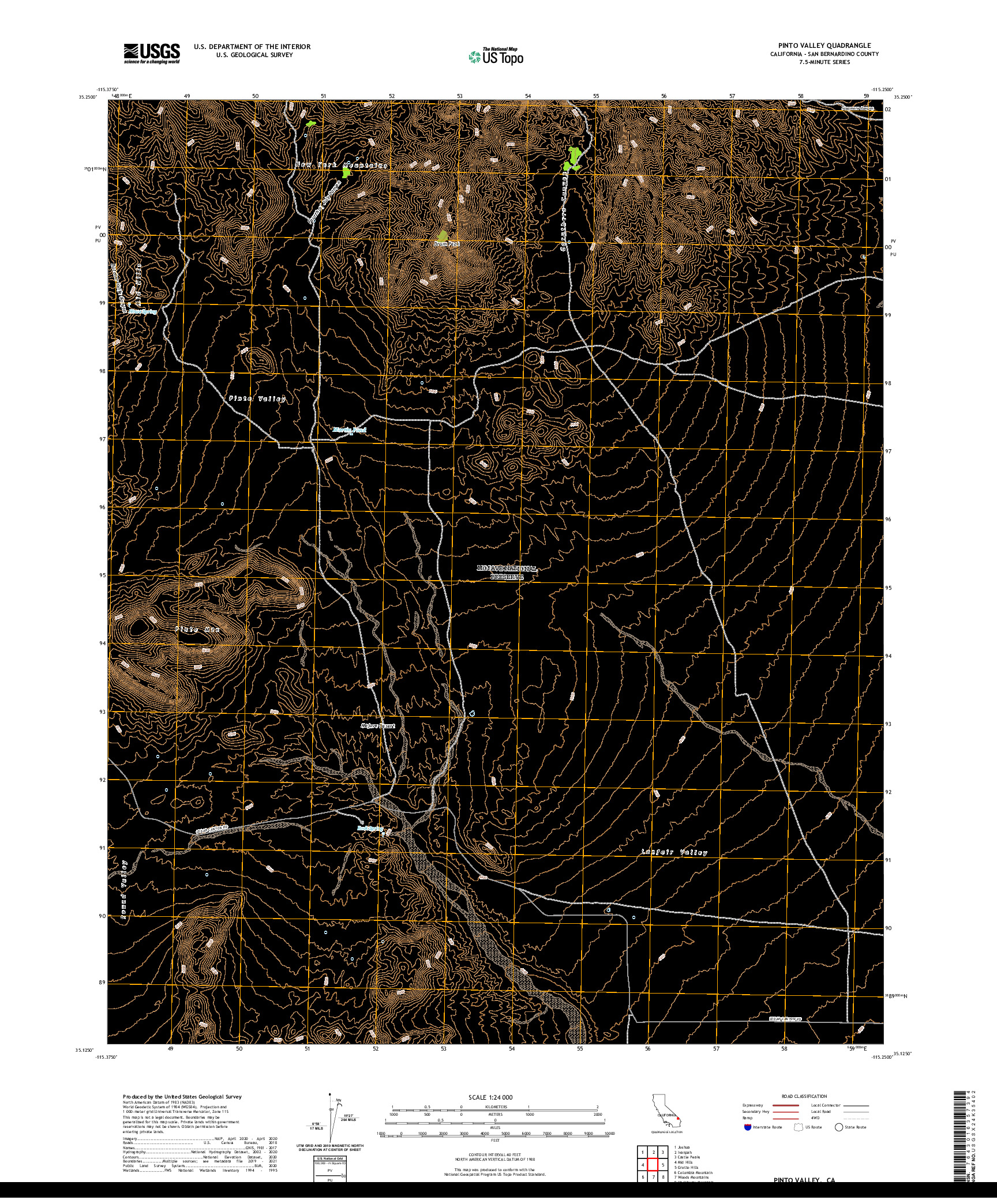 US TOPO 7.5-MINUTE MAP FOR PINTO VALLEY, CA